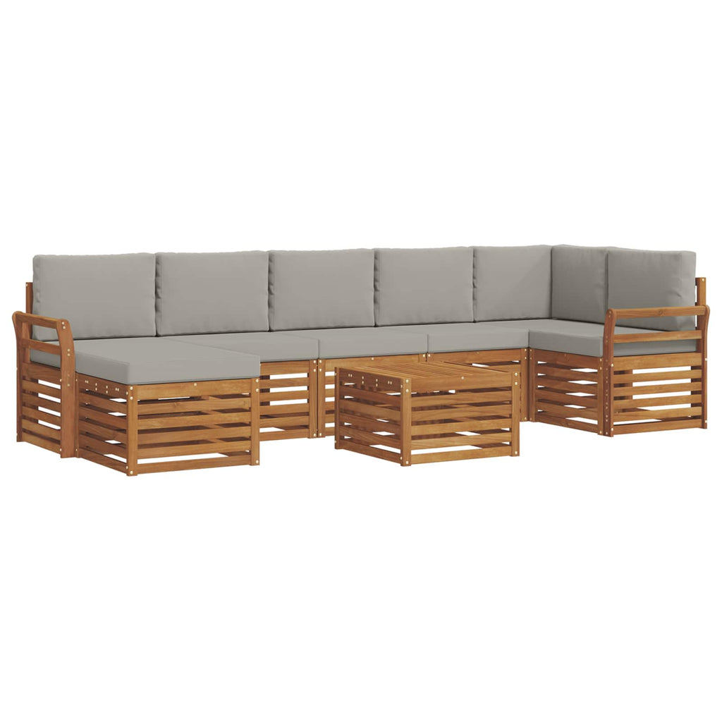 Outdoor-Sofagarnitur mit Kissen 8 pcs Natürlich und Hellgrau