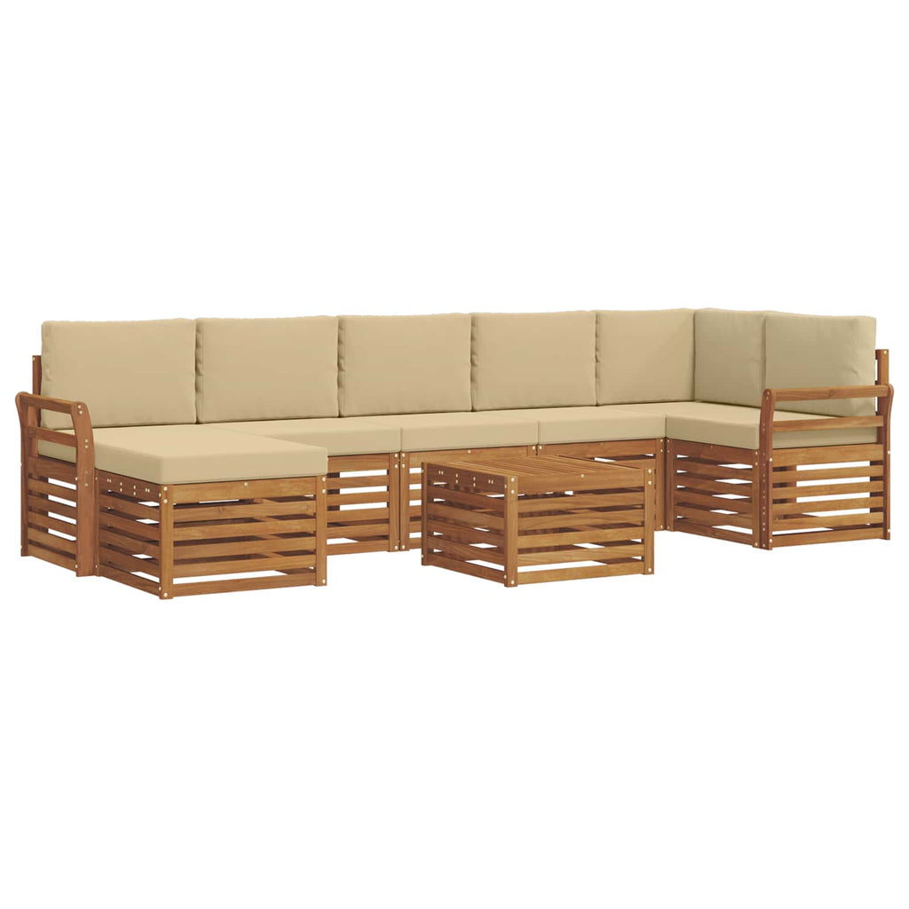 Outdoor-Sofagarnitur 8 pcs Natur und Beige Massivholz Akazie