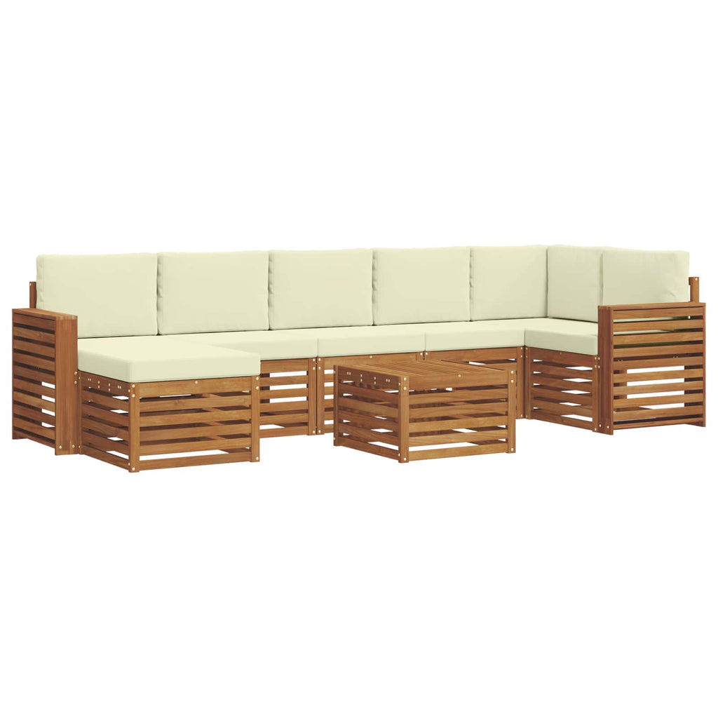 Outdoor-Sofagarnitur 8 pcs Natur und Creme Massivholz Akazie
