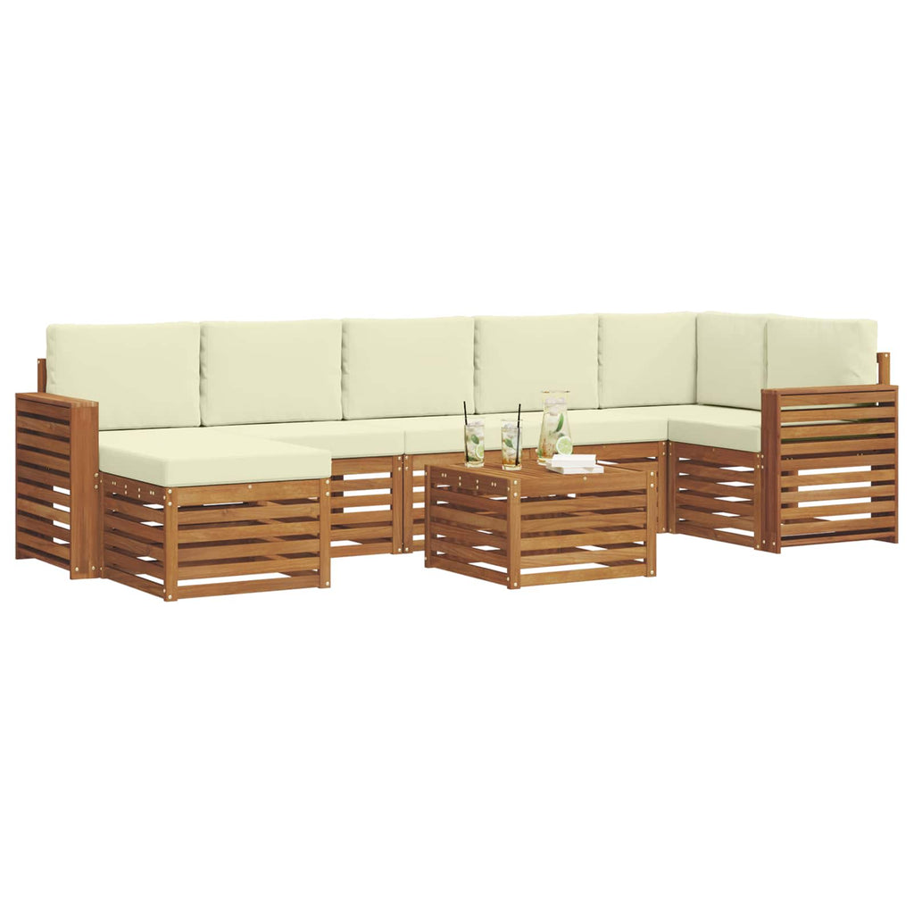 Outdoor-Sofagarnitur 8 pcs Natur und Creme Massivholz Akazie