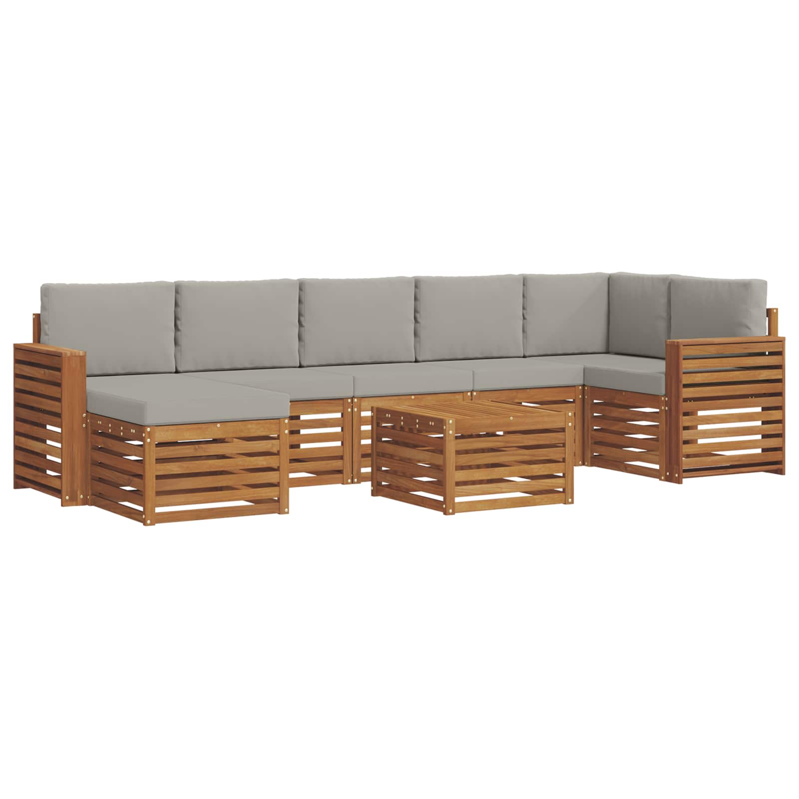Outdoor-Sofagarnitur mit Kissen 8 pcs Natürlich und Hellgrau