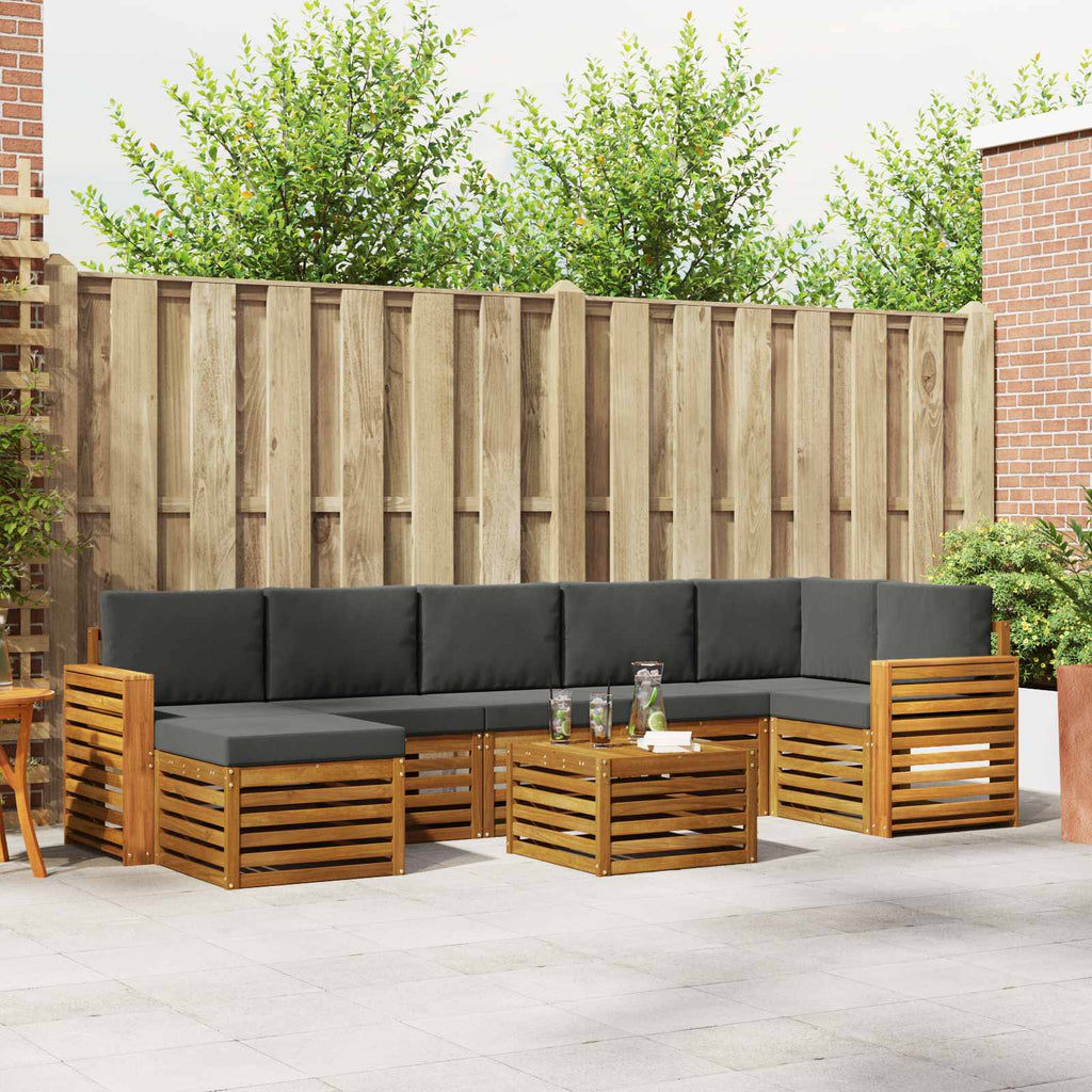 Outdoor-Sofagarnitur mit Kissen 8 pcs Natur und Anthrazit