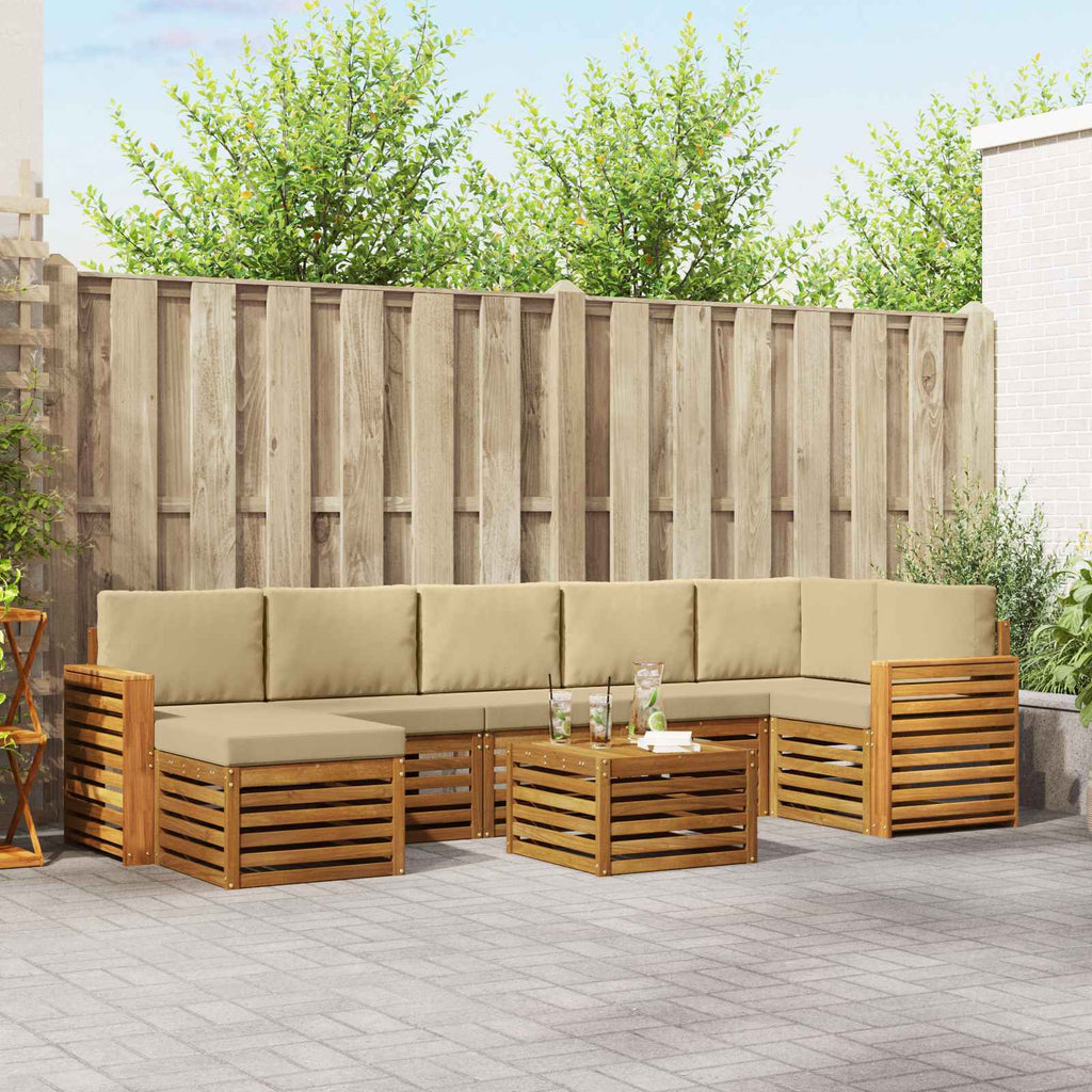 Outdoor-Sofagarnitur 8 pcs Natur und Beige Massivholz Akazie