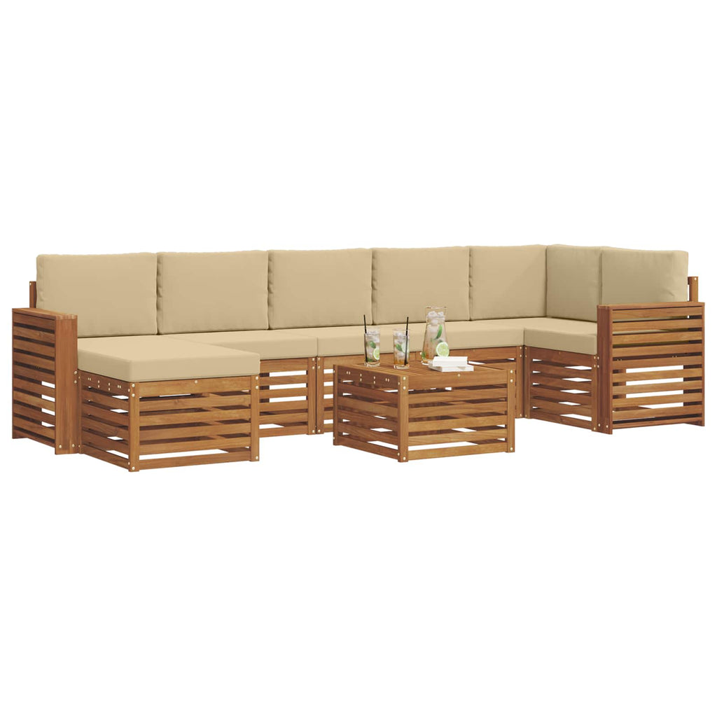 Outdoor-Sofagarnitur 8 pcs Natur und Beige Massivholz Akazie