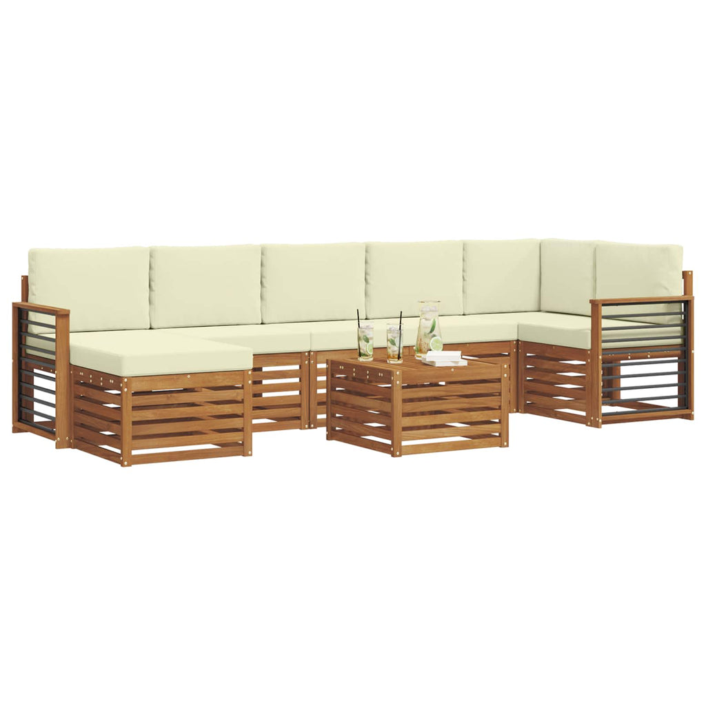 Outdoor-Sofagarnitur 8 pcs Natur und Creme Massivholz Akazie