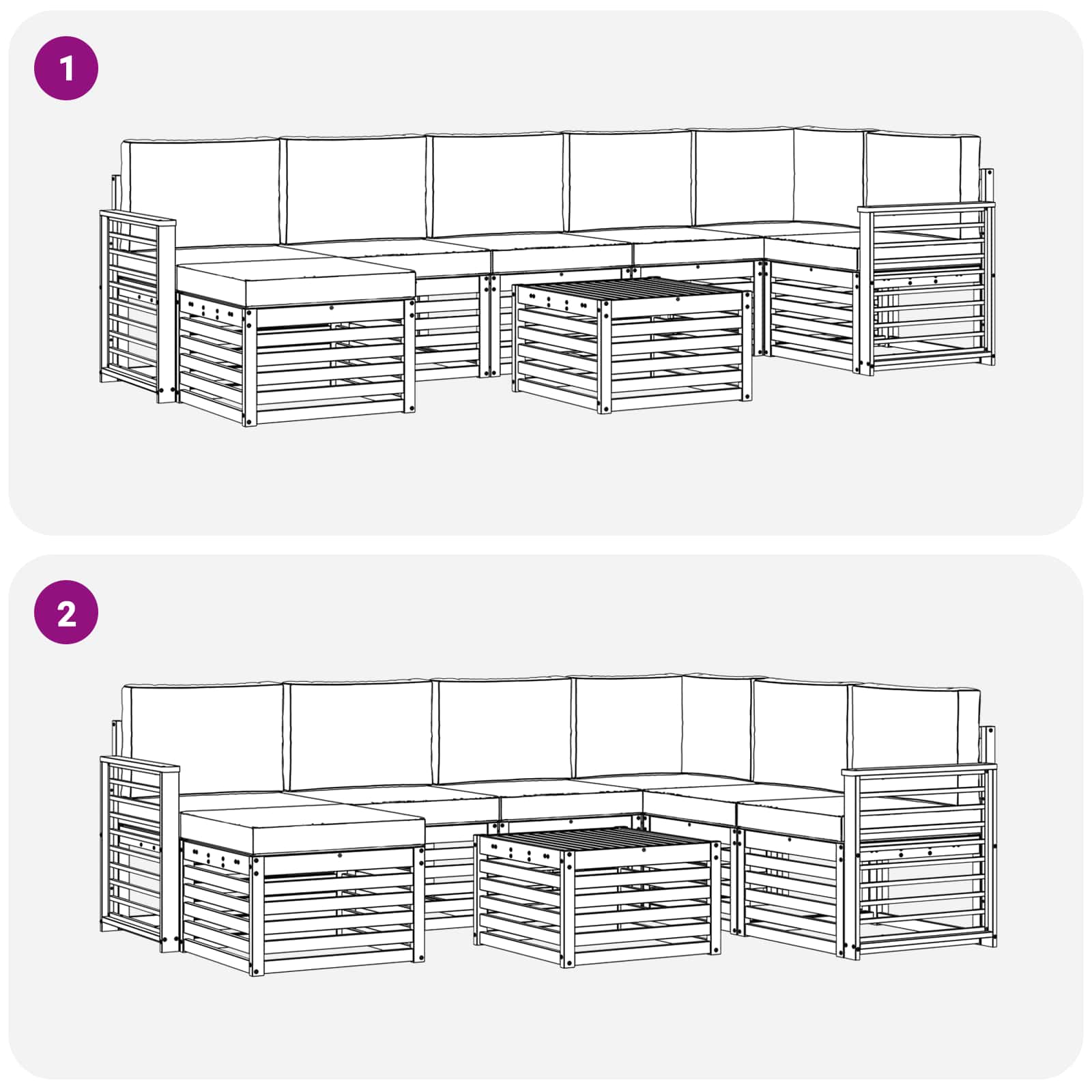 Outdoor-Sofagarnitur 8 pcs Natur und Creme Massivholz Akazie