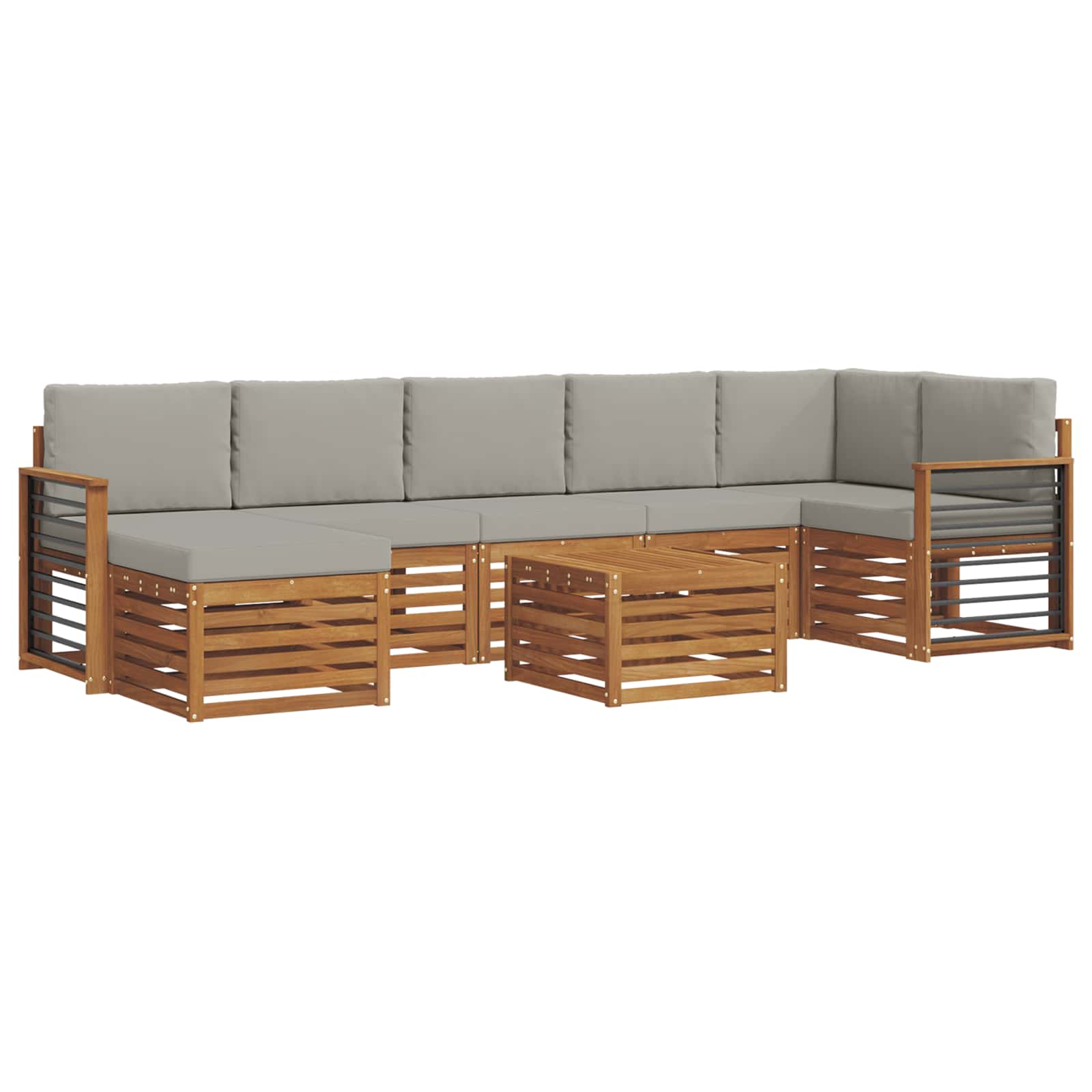Outdoor-Sofagarnitur mit Kissen 8 pcs Natürlich und Hellgrau