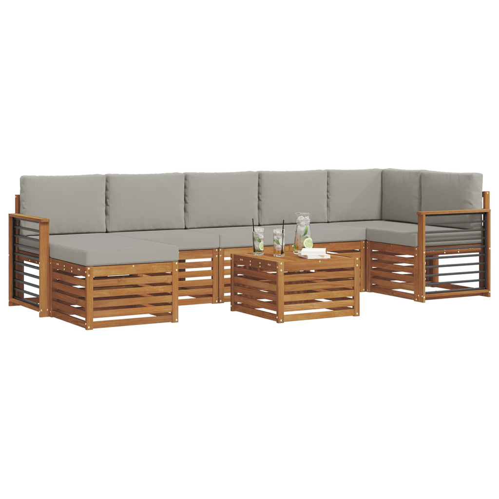 Outdoor-Sofagarnitur mit Kissen 8 pcs Natürlich und Hellgrau