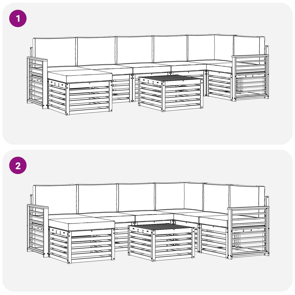 Outdoor-Sofagarnitur mit Kissen 8 pcs Natürlich und Hellgrau