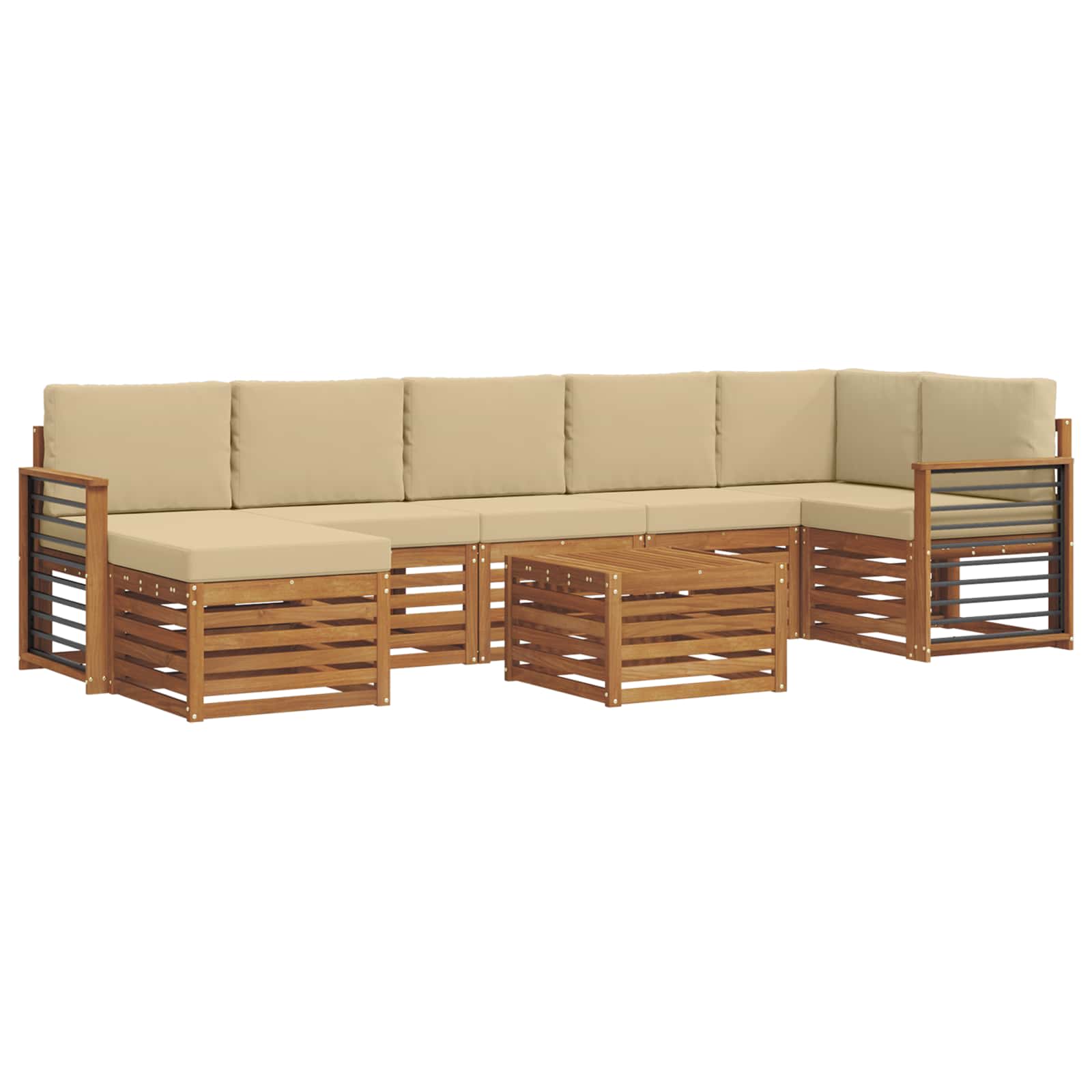 Outdoor-Sofagarnitur 8 pcs Natur und Beige Massivholz Akazie