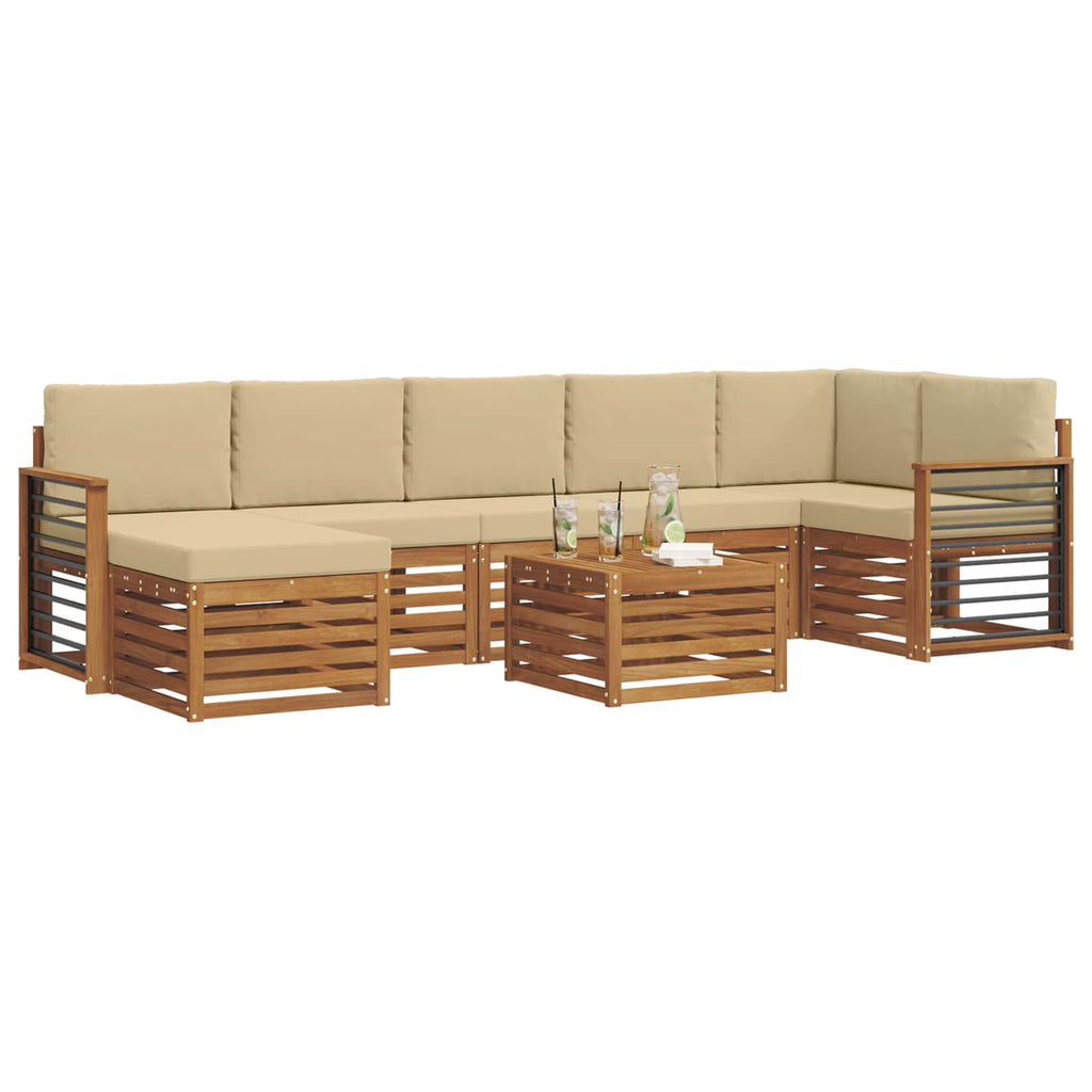 Outdoor-Sofagarnitur 8 pcs Natur und Beige Massivholz Akazie