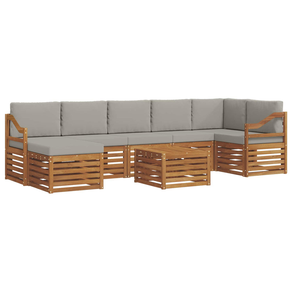 Outdoor-Sofagarnitur mit Kissen 8 pcs Natürlich und Hellgrau
