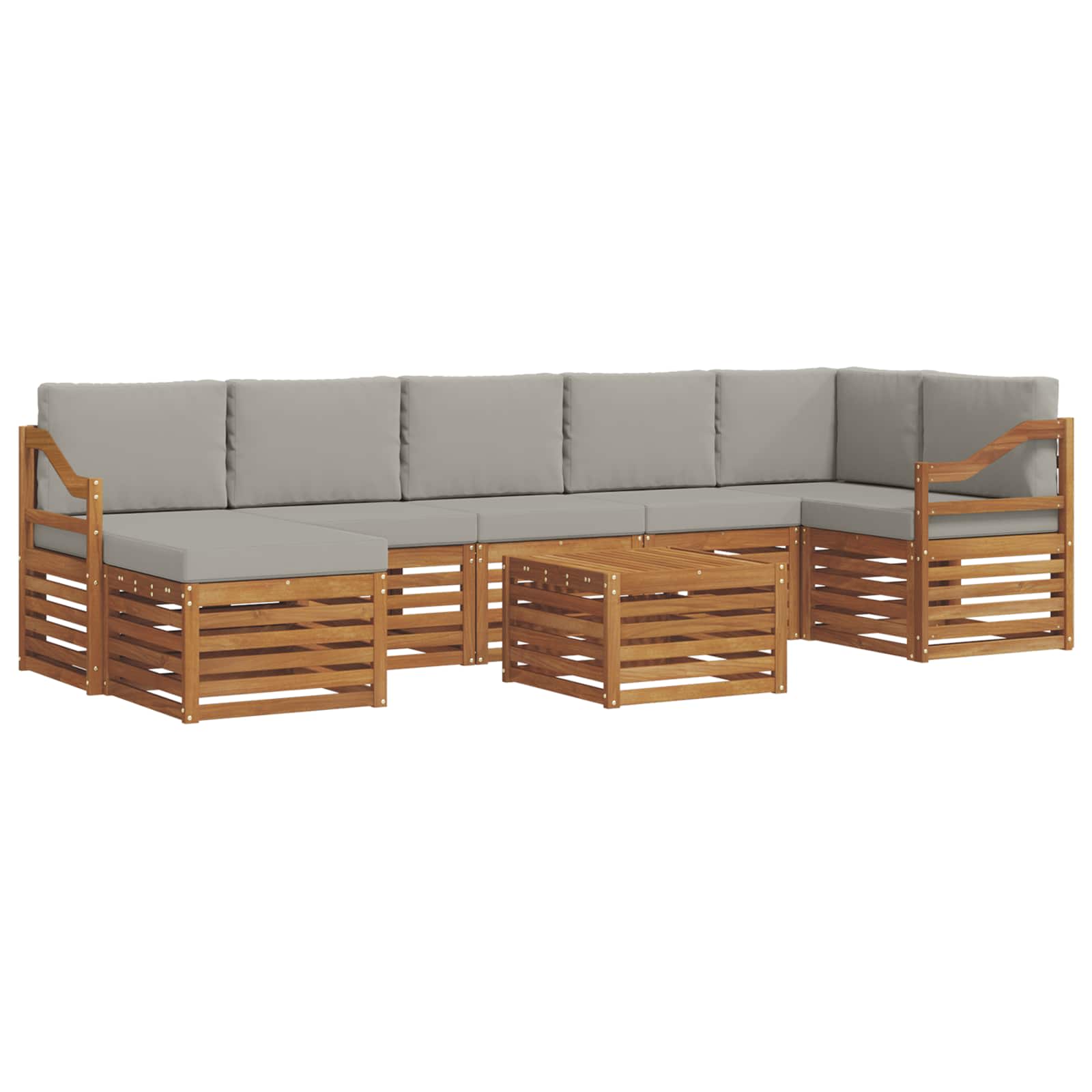 Outdoor-Sofagarnitur mit Kissen 8 pcs Natürlich und Hellgrau