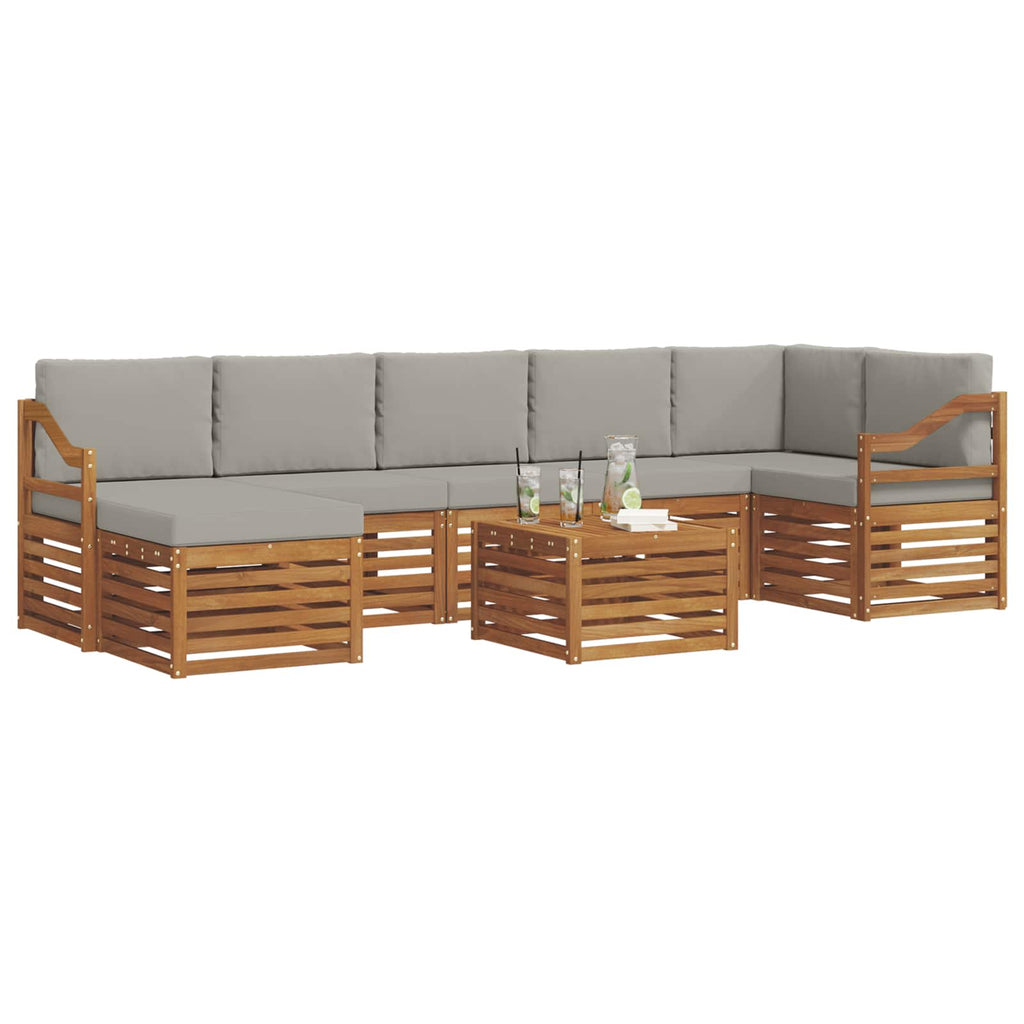 Outdoor-Sofagarnitur mit Kissen 8 pcs Natürlich und Hellgrau