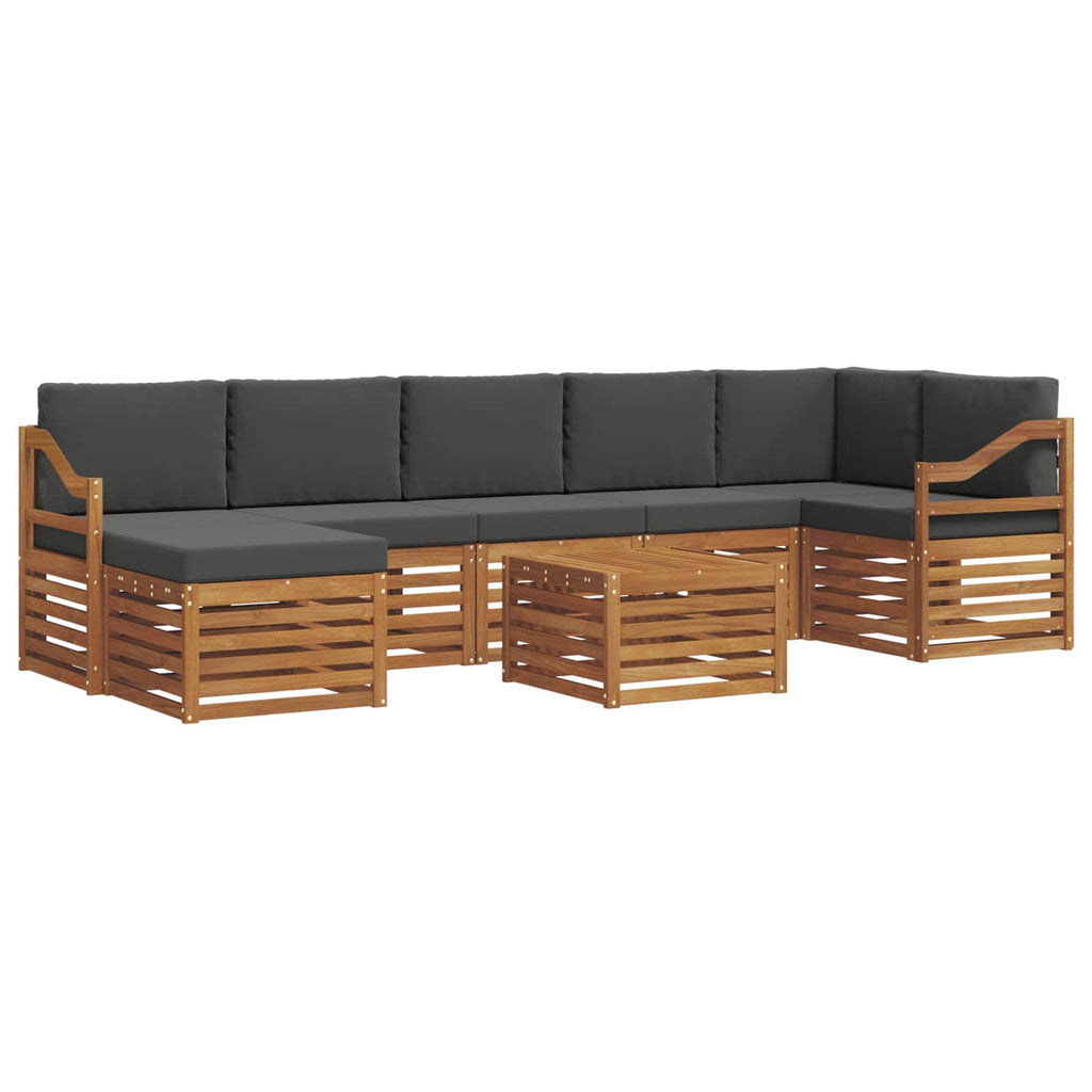 Outdoor-Sofagarnitur mit Kissen 8 pcs Natur und Anthrazit