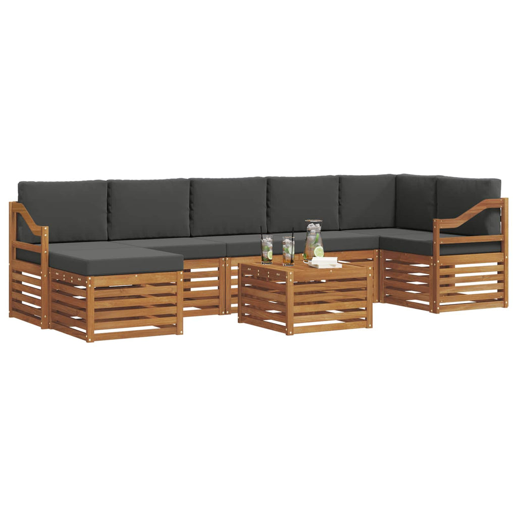 Outdoor-Sofagarnitur mit Kissen 8 pcs Natur und Anthrazit