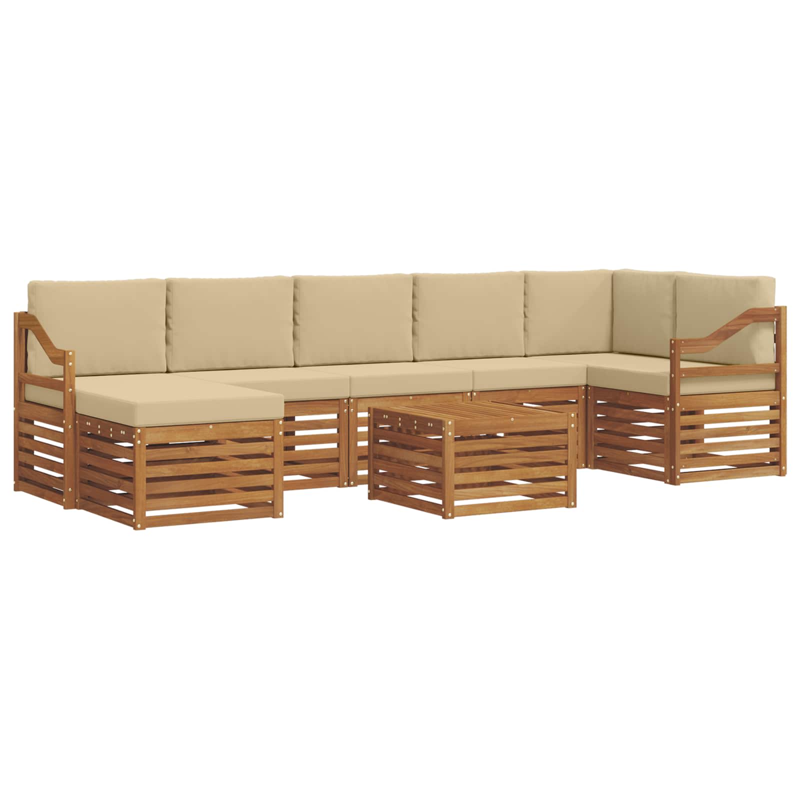 Outdoor-Sofagarnitur 8 pcs Natur und Beige Massivholz Akazie