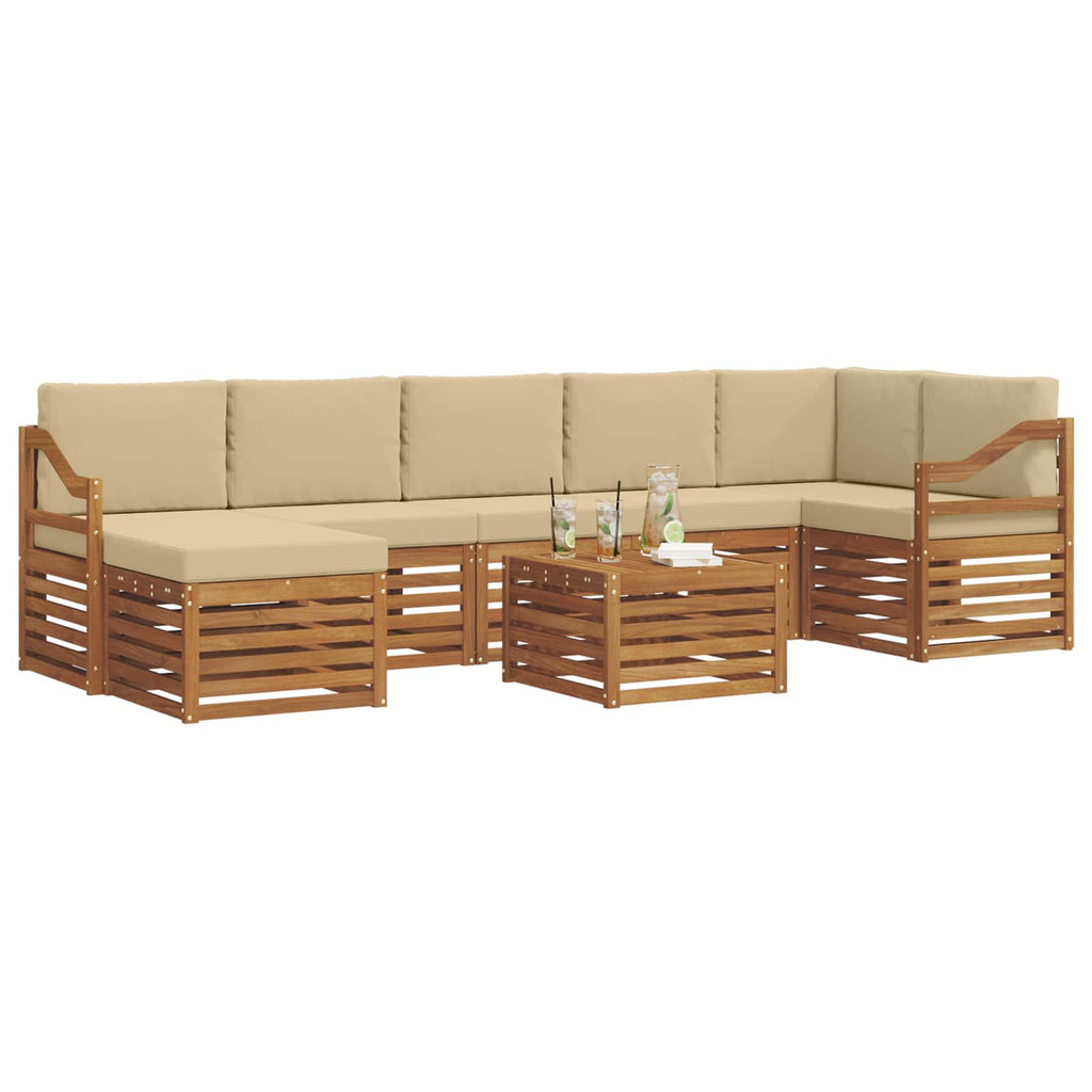 Outdoor-Sofagarnitur 8 pcs Natur und Beige Massivholz Akazie