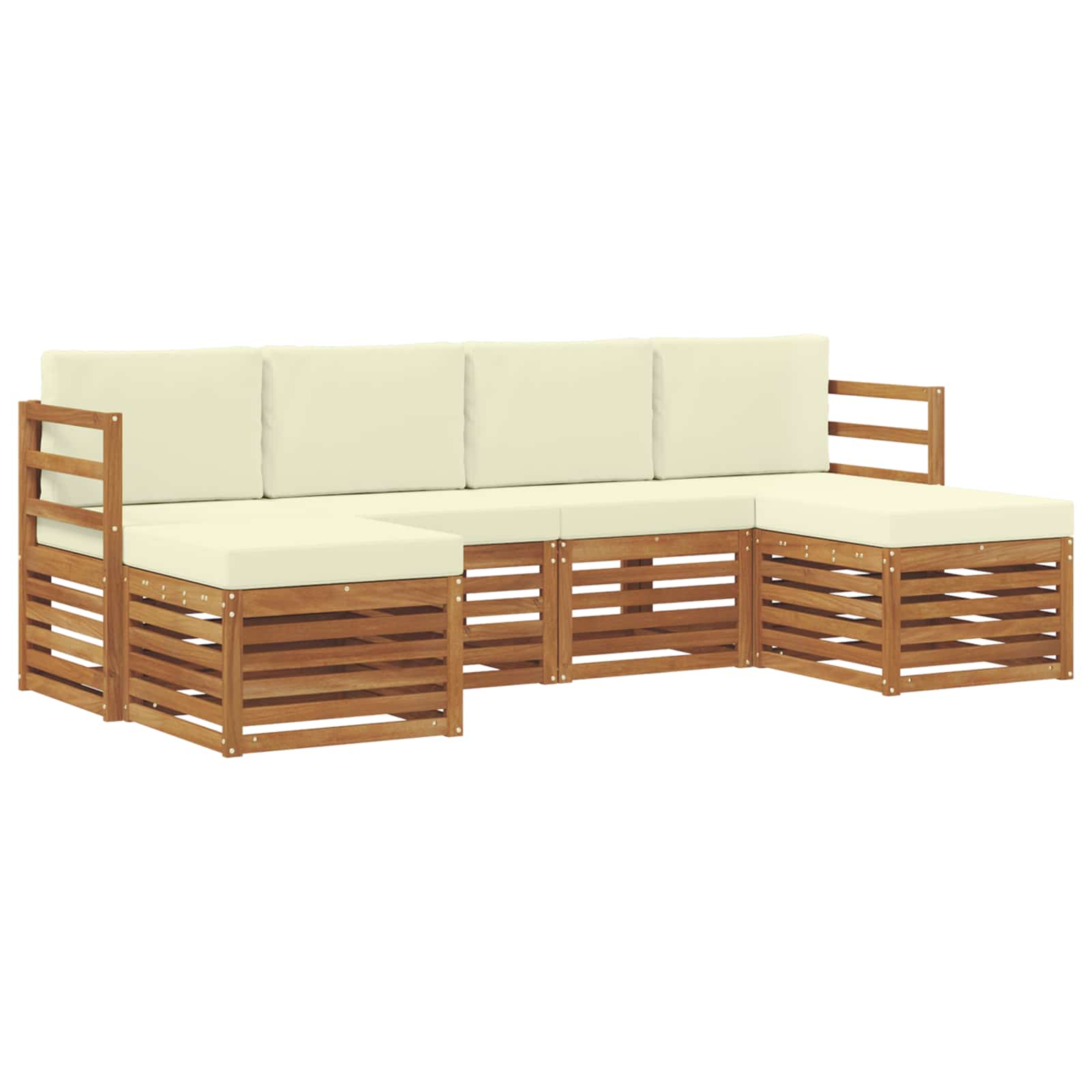 Sofagarnituren 6 pcs Natur und Creme Massivholz Akazie