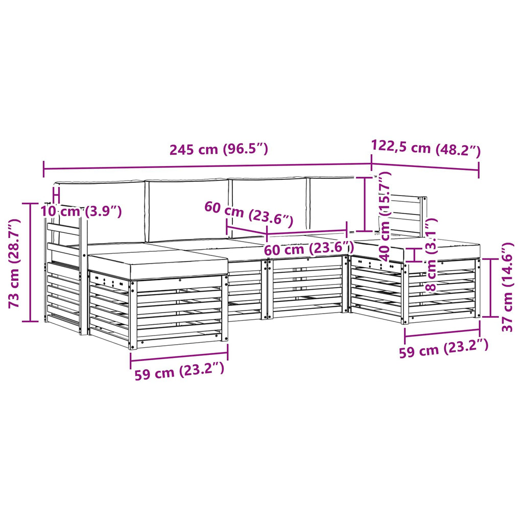 Sofagarnituren 6 pcs Natur und Creme Massivholz Akazie