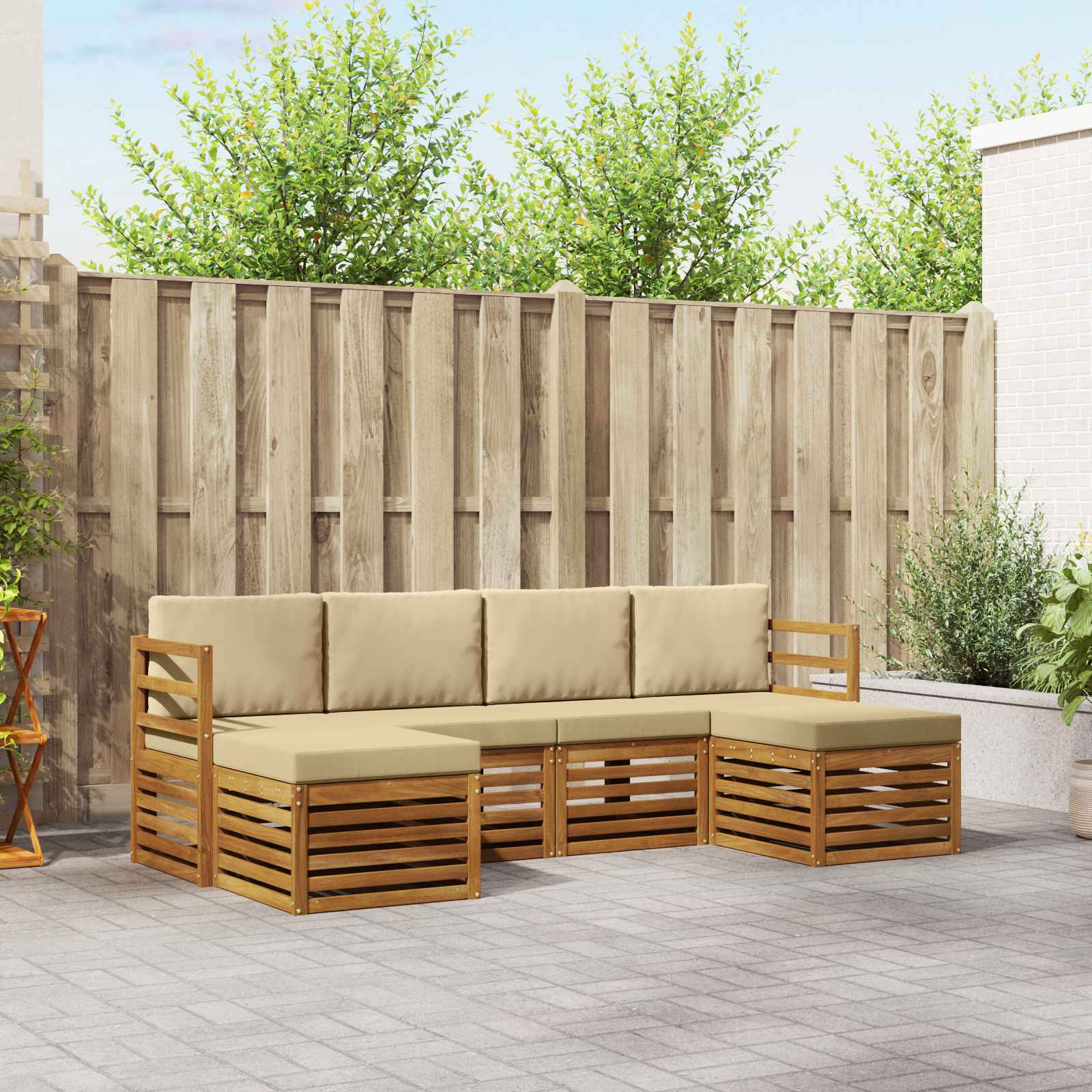 Sofagarnituren 6 pcs Natur und Beige Massivholz Akazie
