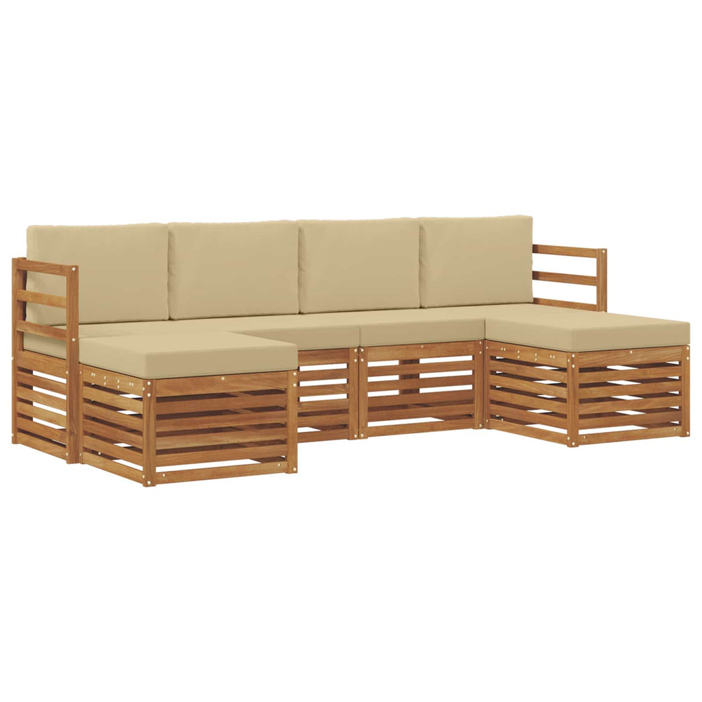 Sofagarnituren 6 pcs Natur und Beige Massivholz Akazie