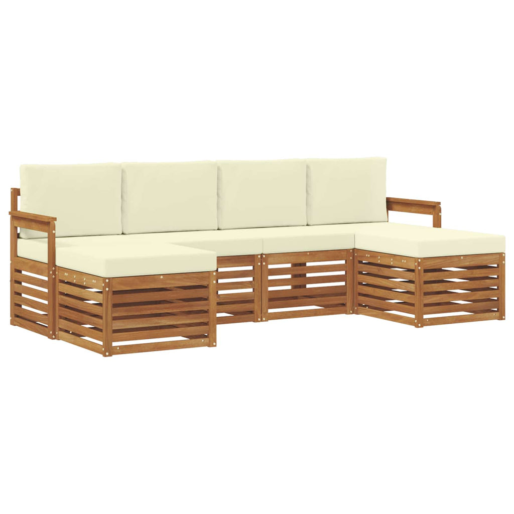 Sofagarnituren 6 pcs Natur und Creme Massivholz Akazie