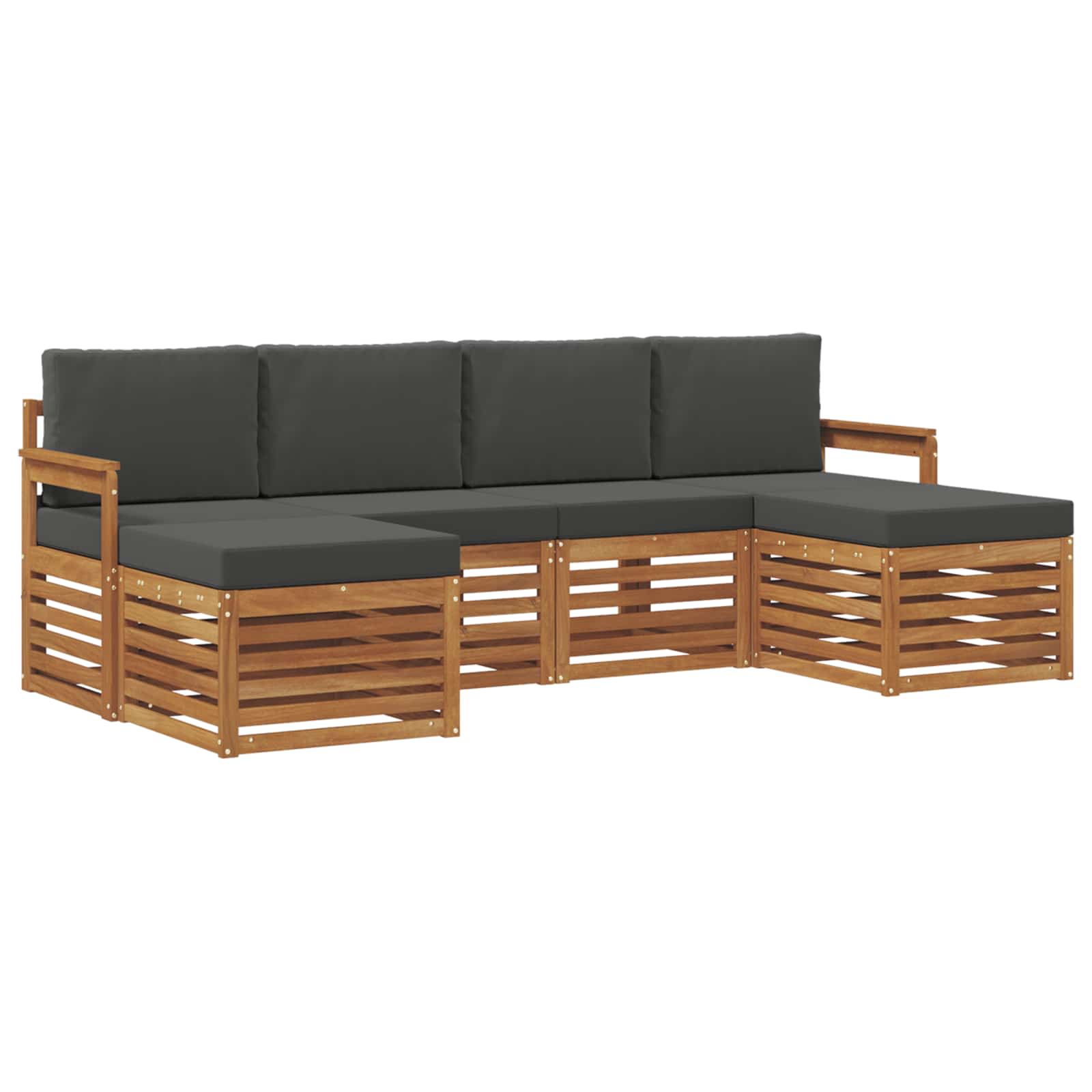 Sofagarnituren 6 pcs Natur und Anthrazit Massivholz Akazie