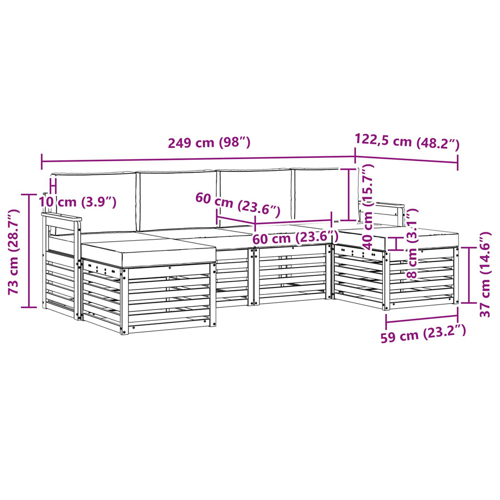Sofagarnituren 6 pcs Natur und Anthrazit Massivholz Akazie