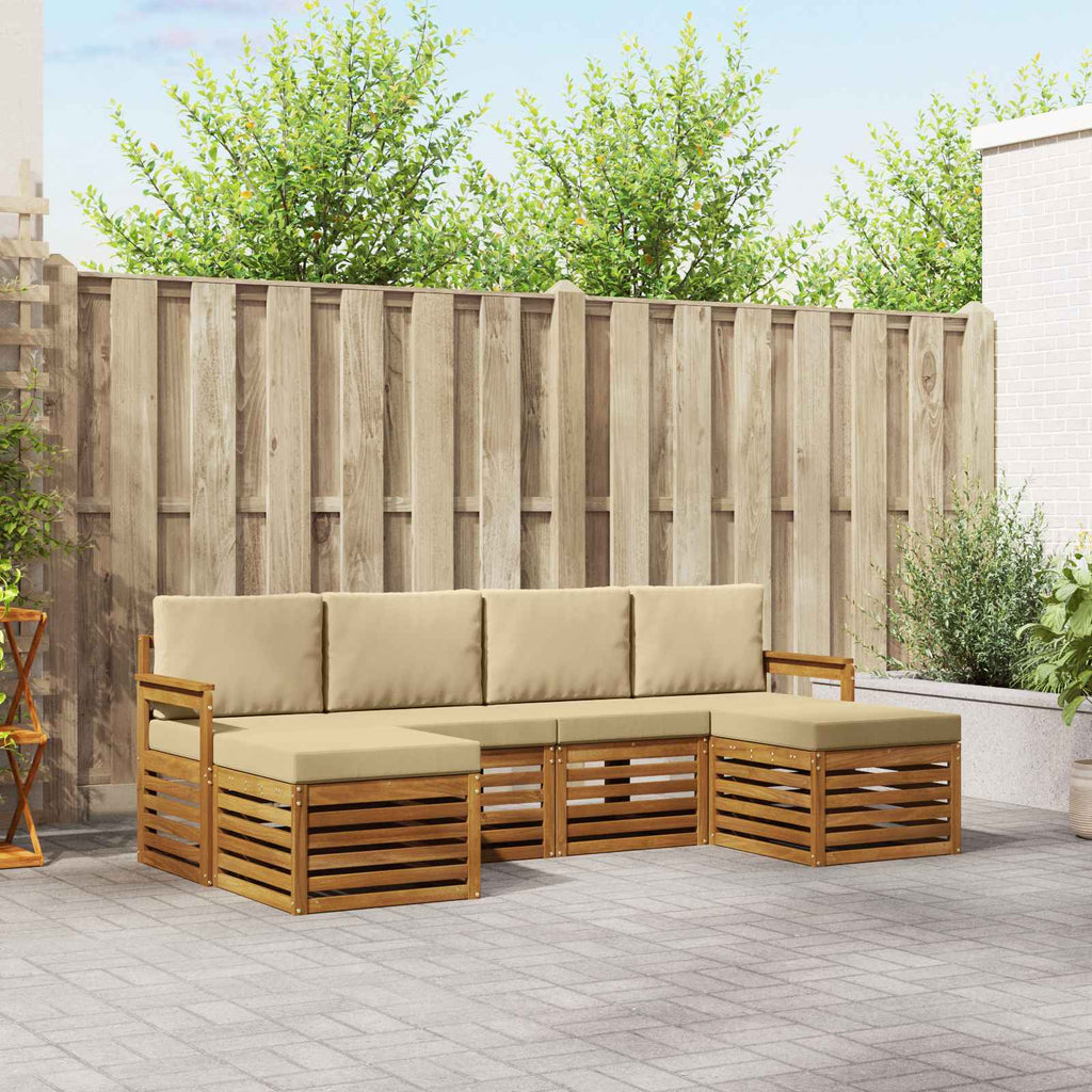 Sofagarnituren 6 pcs Natur und Beige Massivholz Akazie
