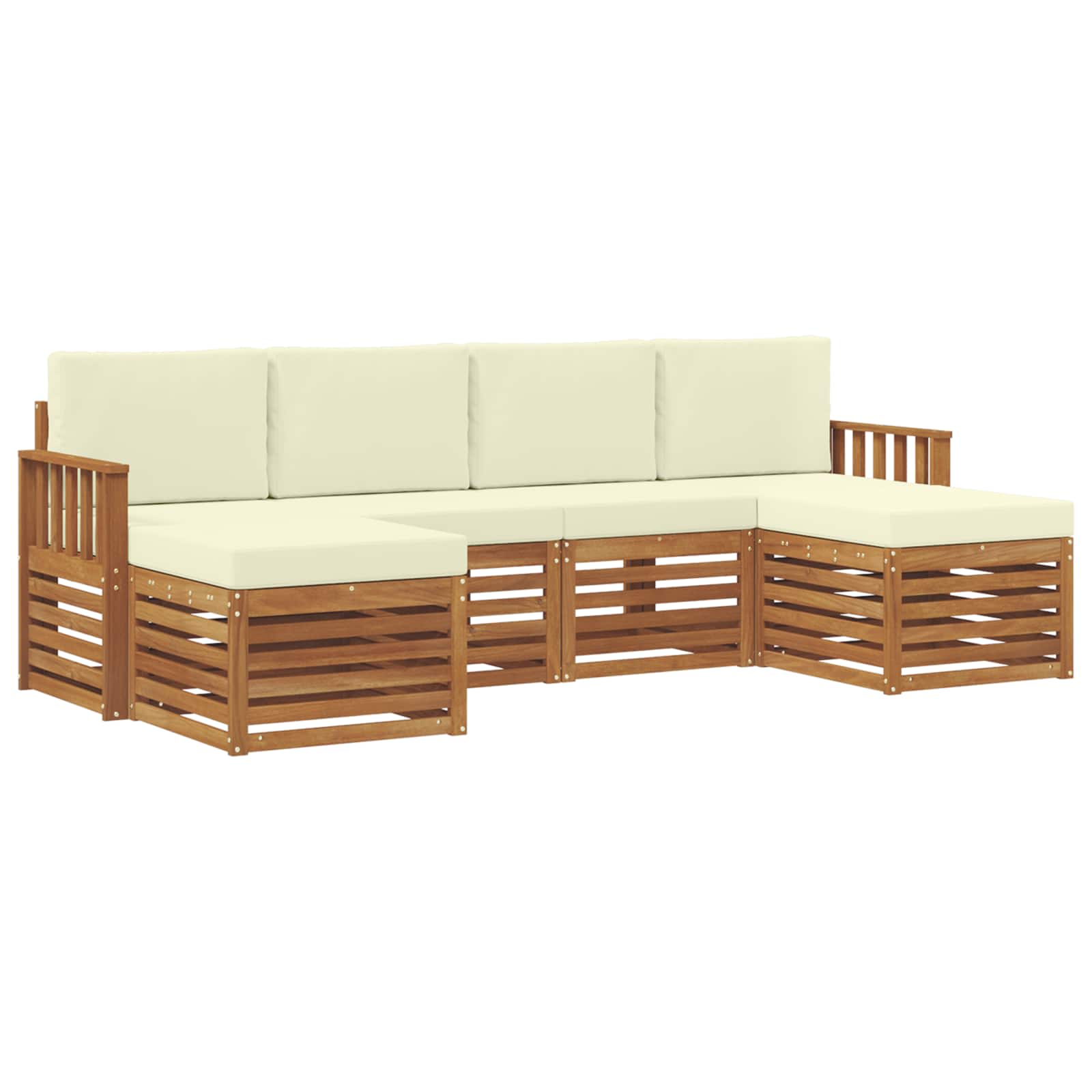 Sofagarnituren 6 pcs Natur und Creme Massivholz Akazie