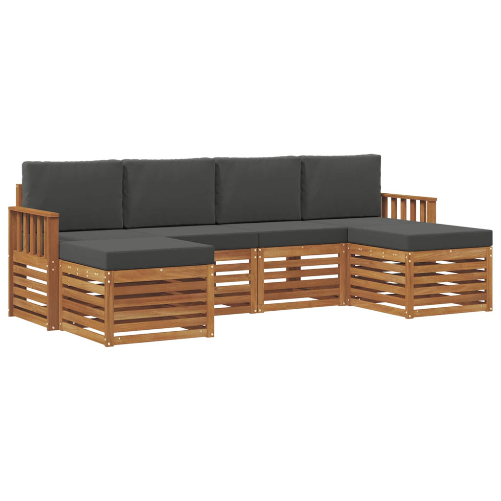 Sofagarnituren 6 pcs Natur und Anthrazit Massivholz Akazie