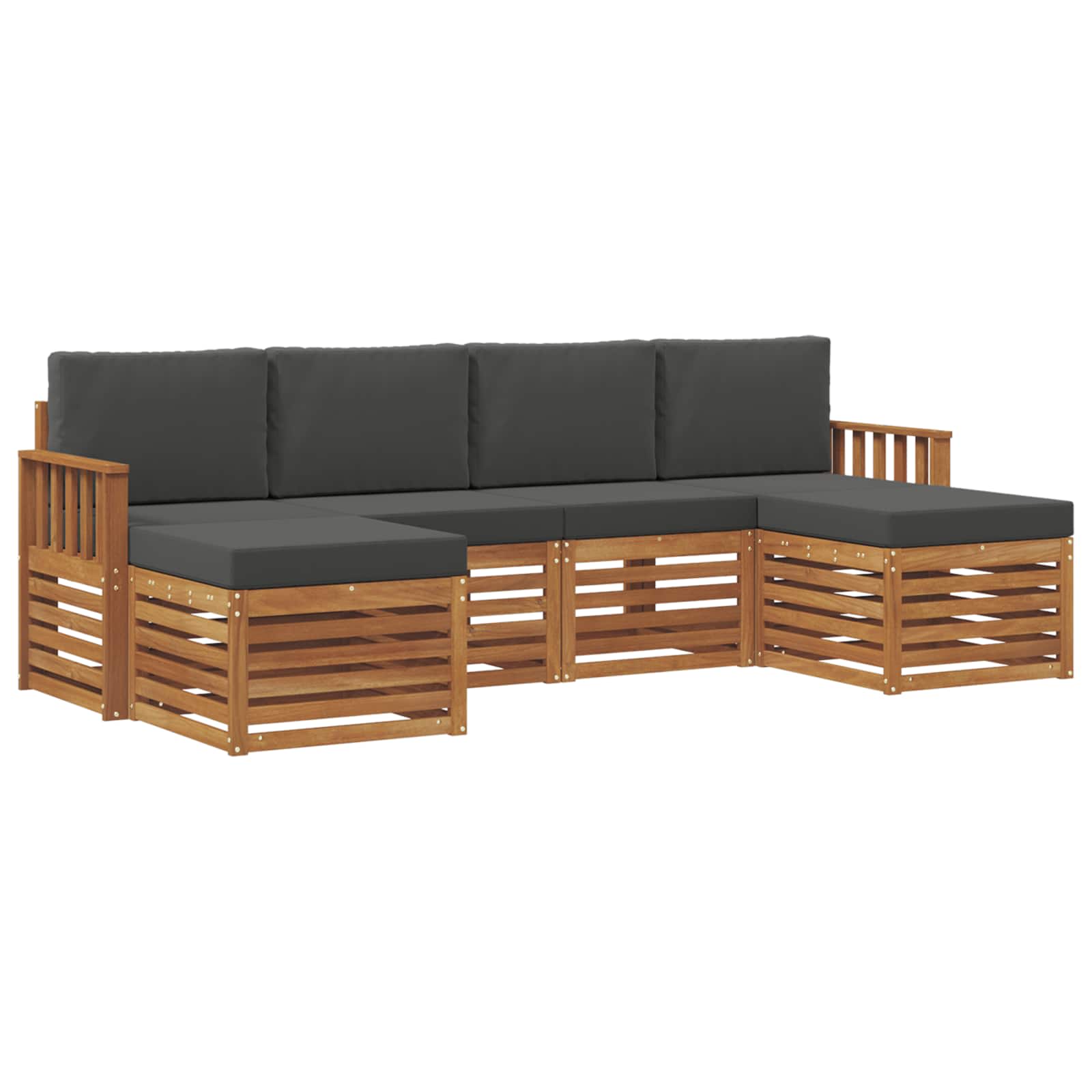Sofagarnituren 6 pcs Natur und Anthrazit Massivholz Akazie