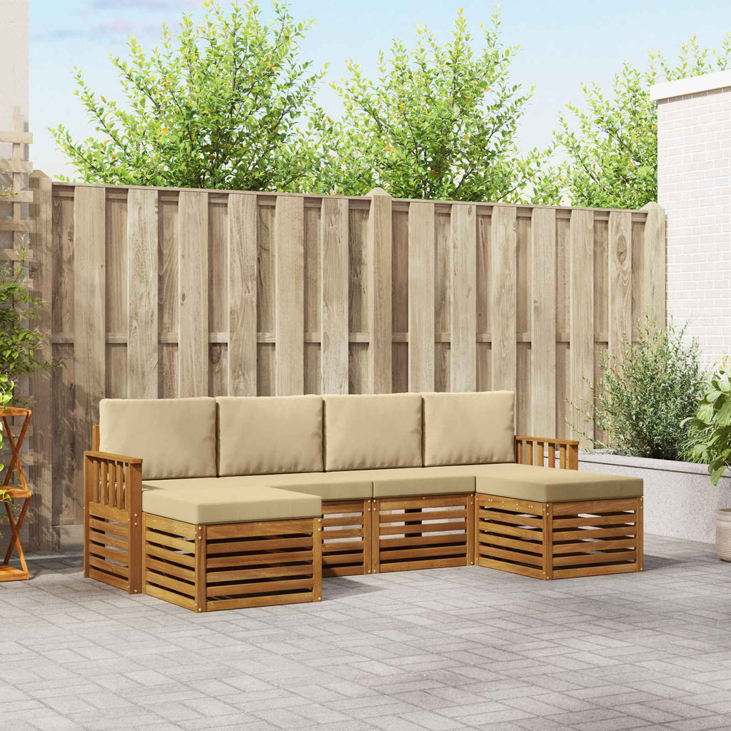 Sofagarnituren 6 pcs Natur und Beige Massivholz Akazie