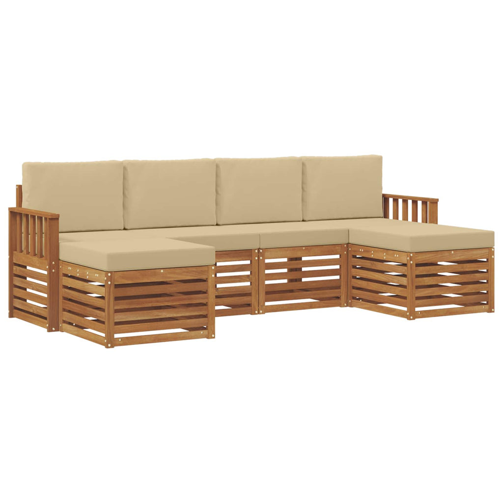 Sofagarnituren 6 pcs Natur und Beige Massivholz Akazie