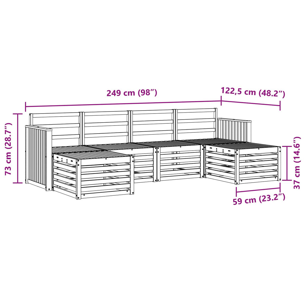 Sofagarnituren 6 pcs Natur Massivholz Akazie