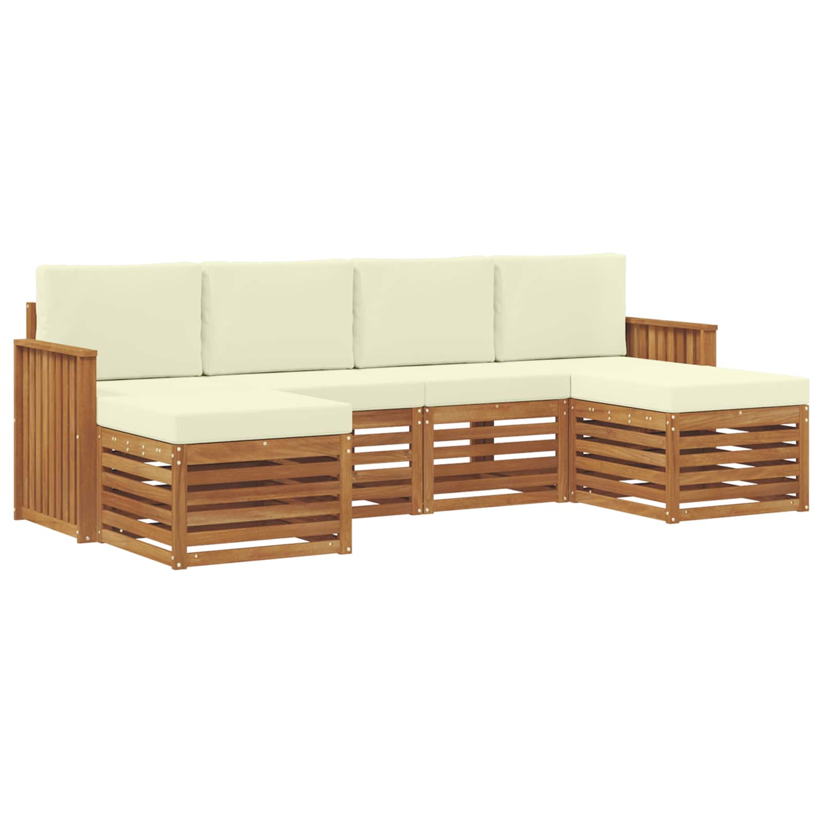 Sofagarnituren 6 pcs Natur und Creme Massivholz Akazie