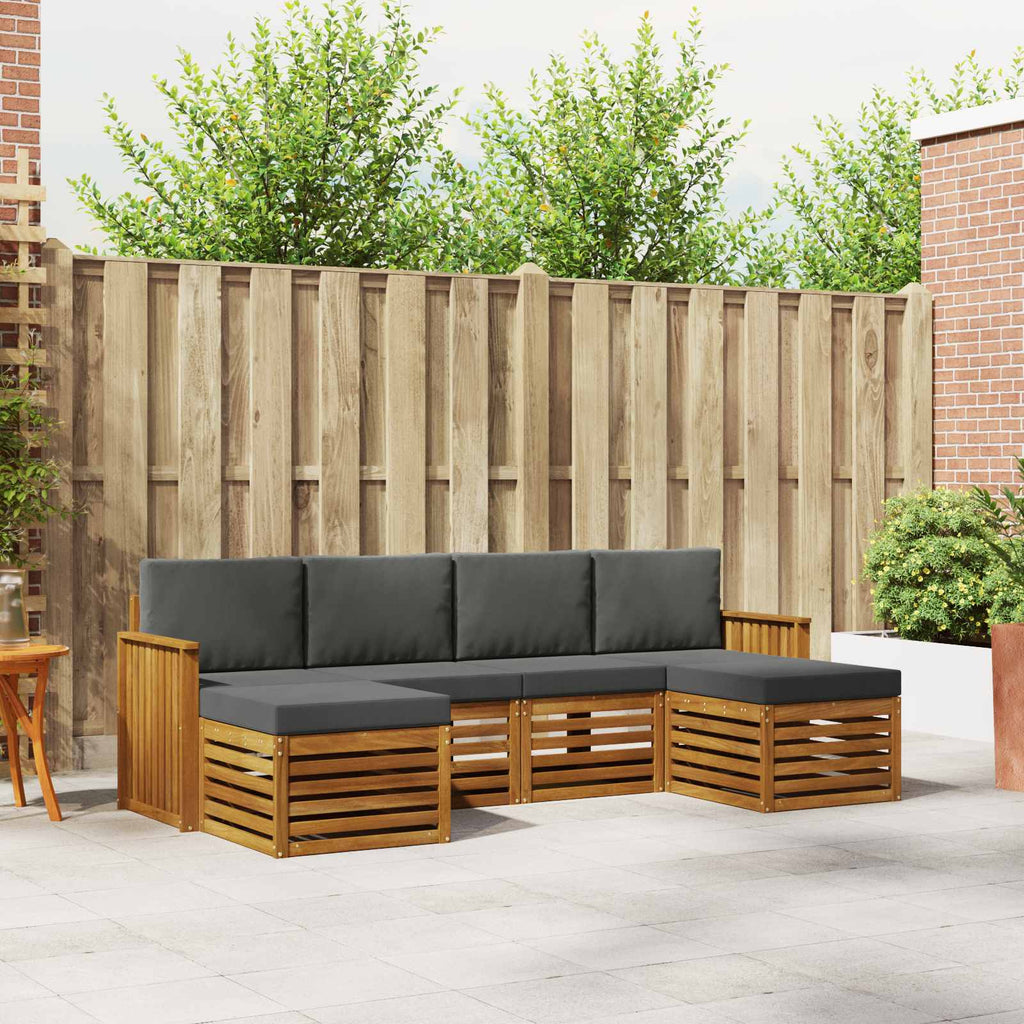 Sofagarnituren 6 pcs Natur und Anthrazit Massivholz Akazie