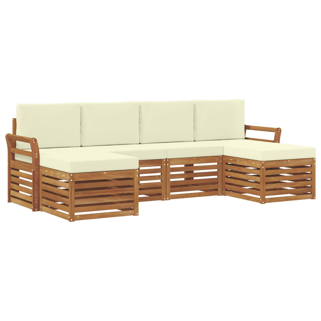 Sofagarnituren 6 pcs Natur und Creme Massivholz Akazie