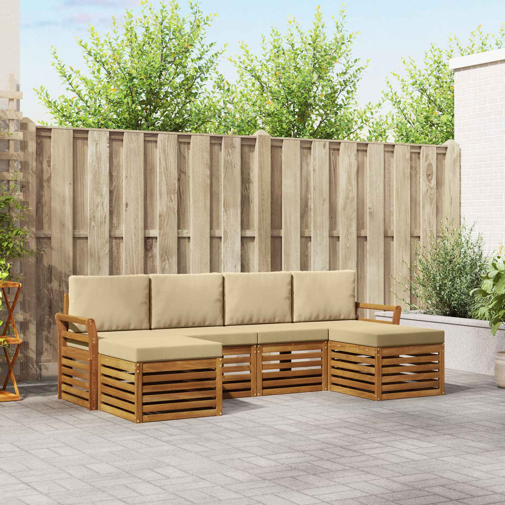 Sofagarnituren 6 pcs Natur und Beige Massivholz Akazie