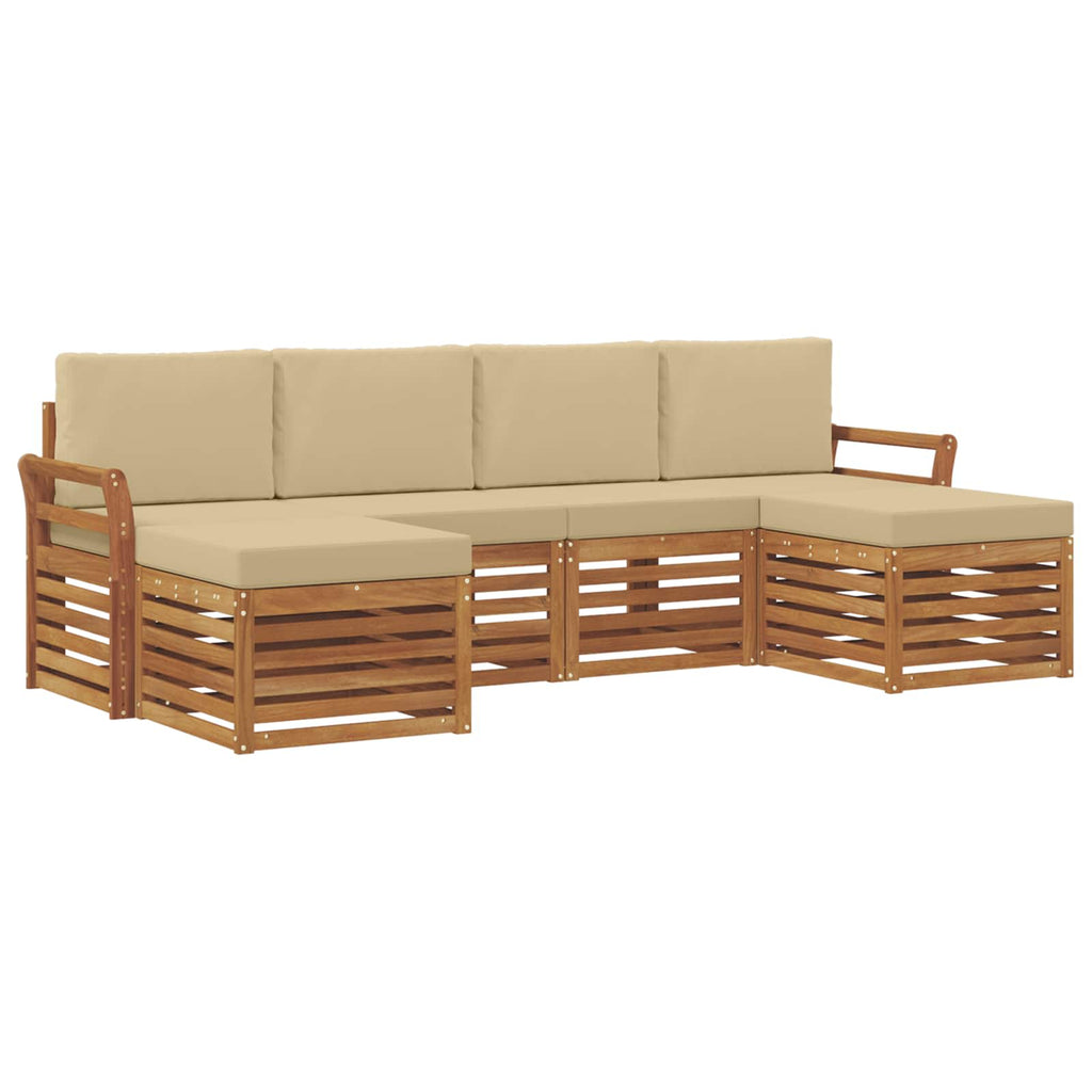 Sofagarnituren 6 pcs Natur und Beige Massivholz Akazie