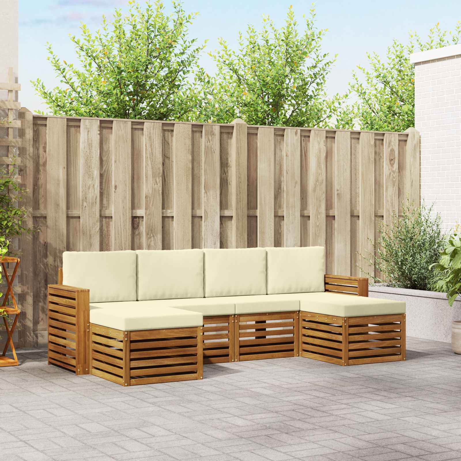 Sofagarnituren 6 pcs Natur und Creme Massivholz Akazie