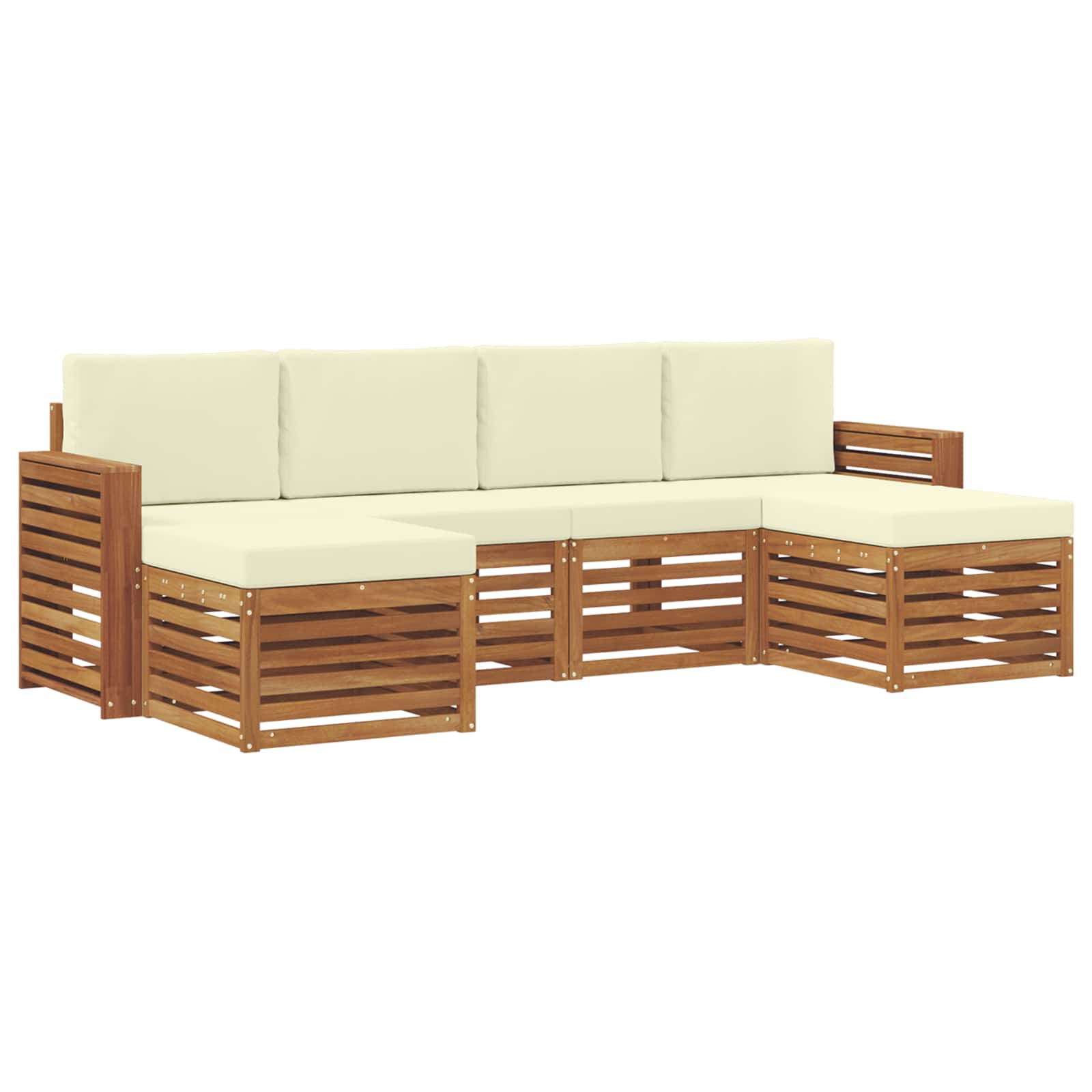 Sofagarnituren 6 pcs Natur und Creme Massivholz Akazie