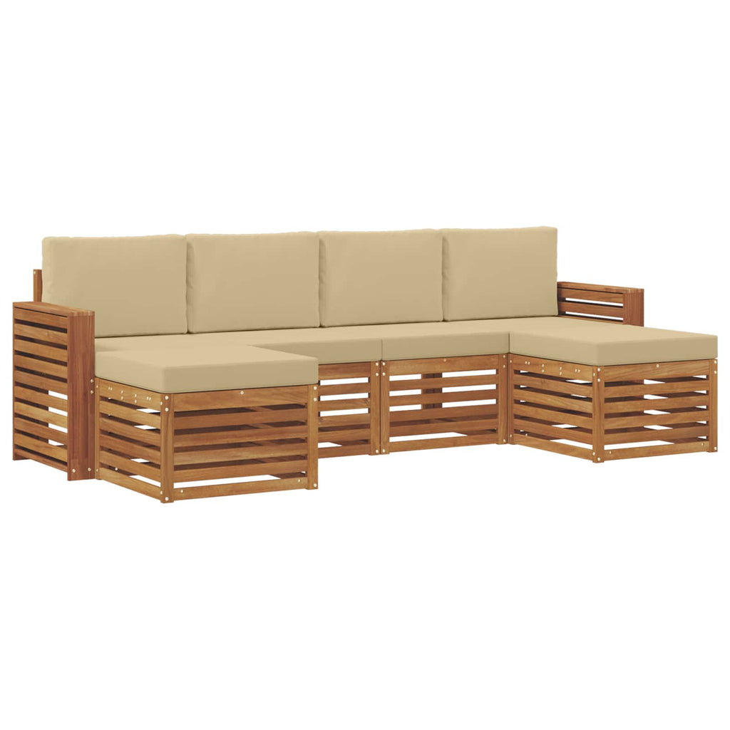 Sofagarnituren 6 pcs Natur und Beige Massivholz Akazie