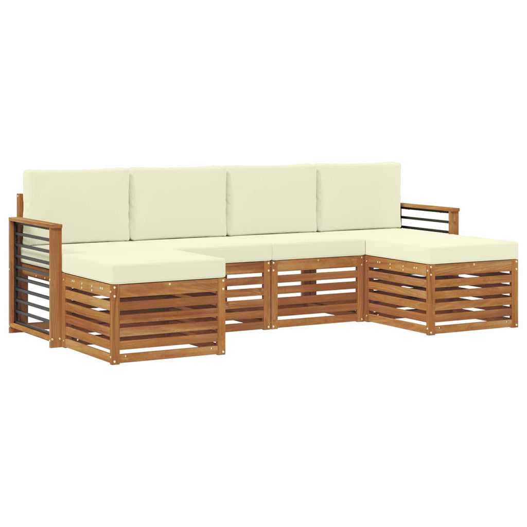 Sofagarnituren 6 pcs Natur und Creme Massivholz Akazie