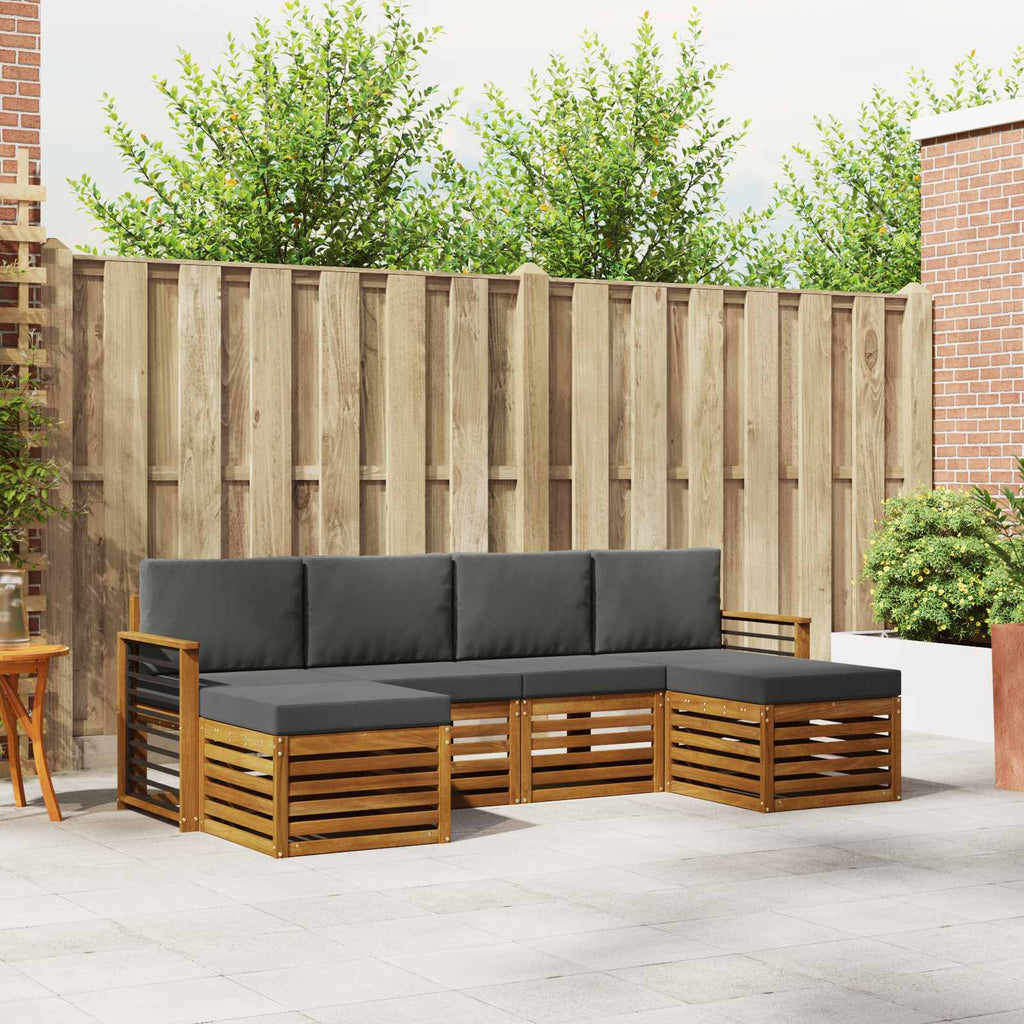 Sofagarnituren 6 pcs Natur und Anthrazit Massivholz Akazie