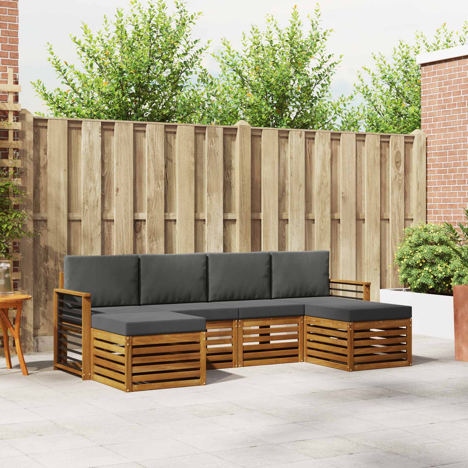 Sofagarnituren 6 pcs Natur und Anthrazit Massivholz Akazie