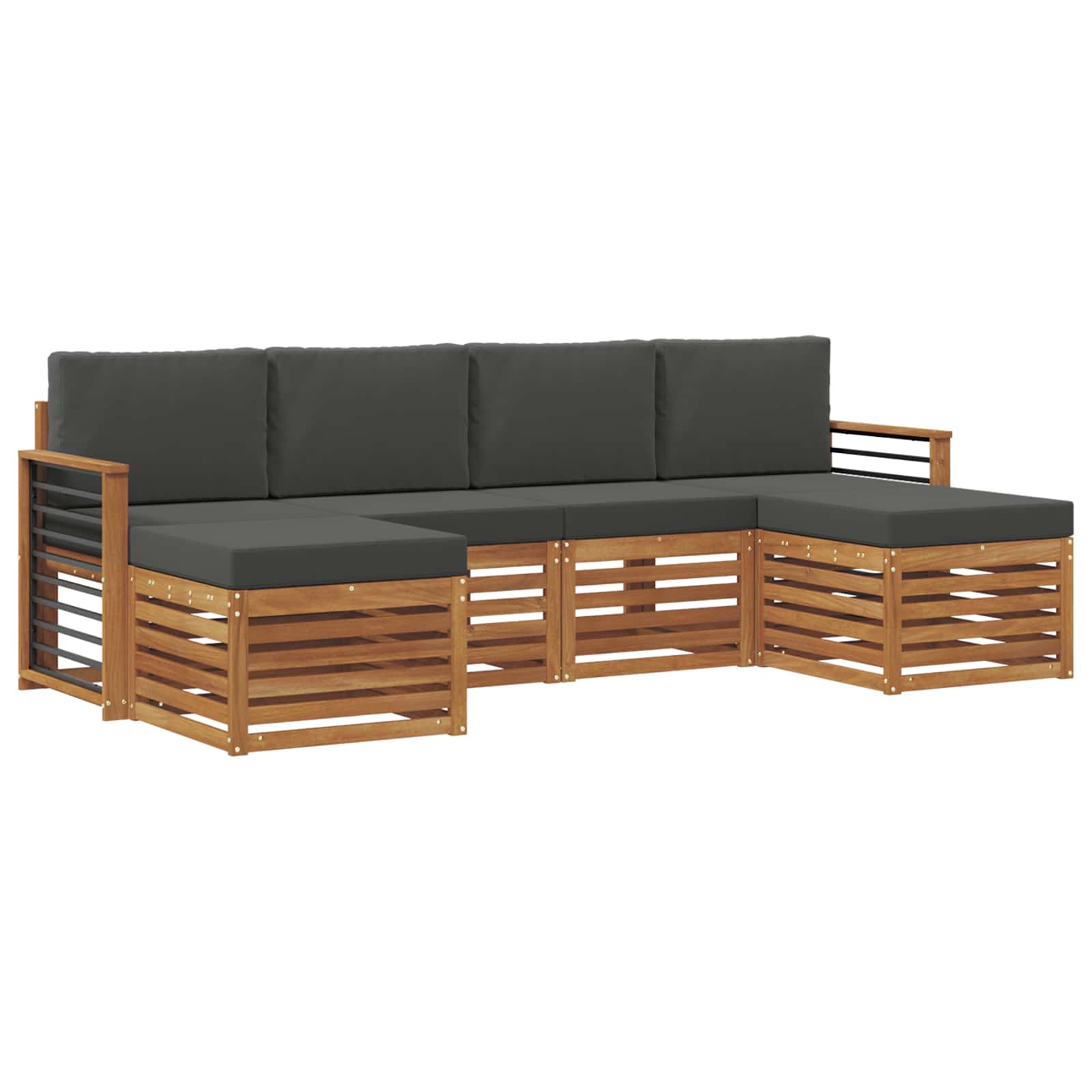 Sofagarnituren 6 pcs Natur und Anthrazit Massivholz Akazie