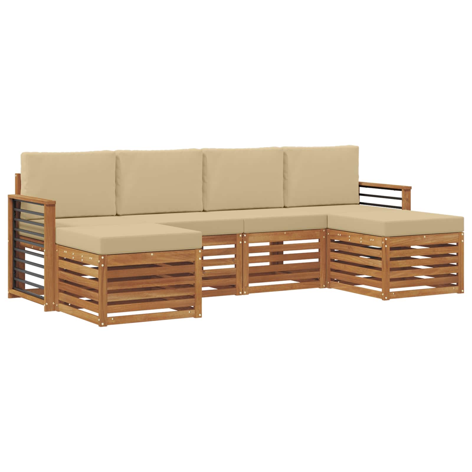 Sofagarnituren 6 pcs Natur und Beige Massivholz Akazie