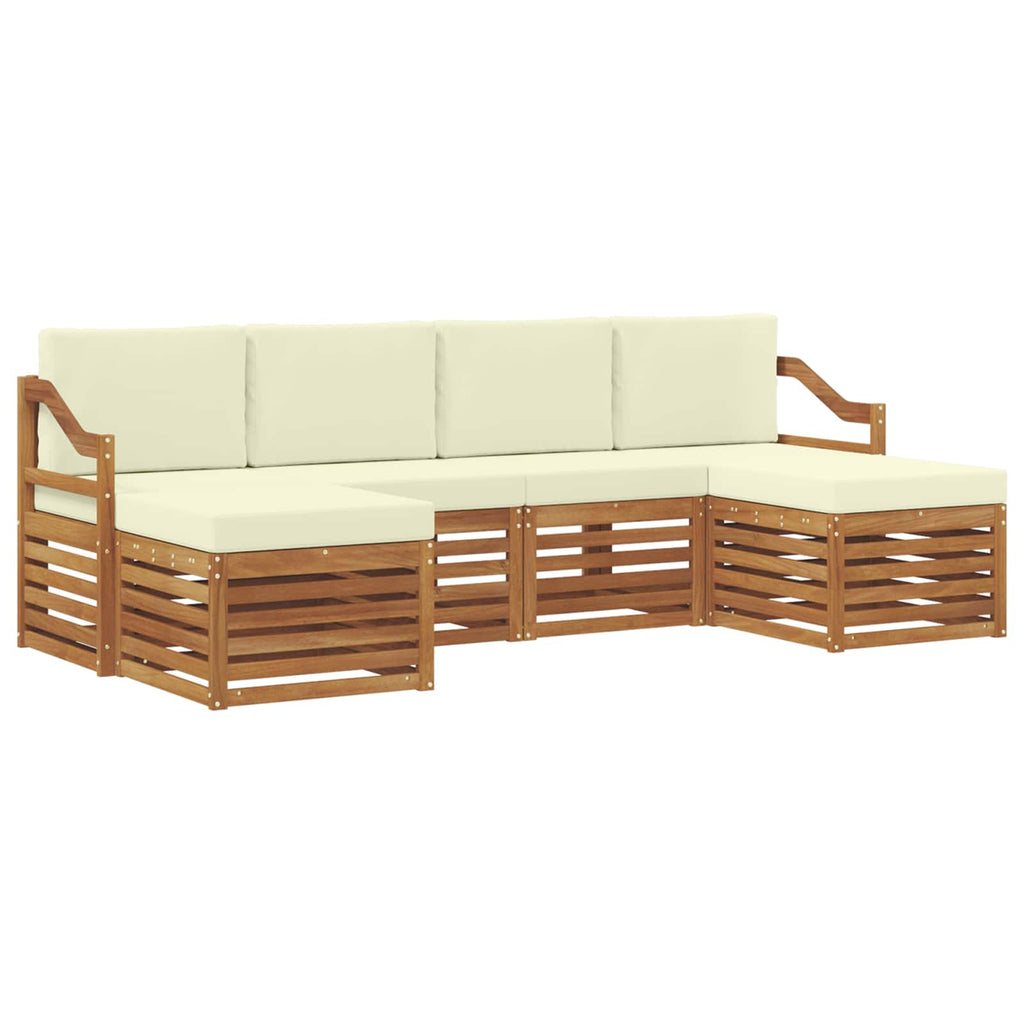 Sofagarnituren 6 pcs Natur und Creme Massivholz Akazie